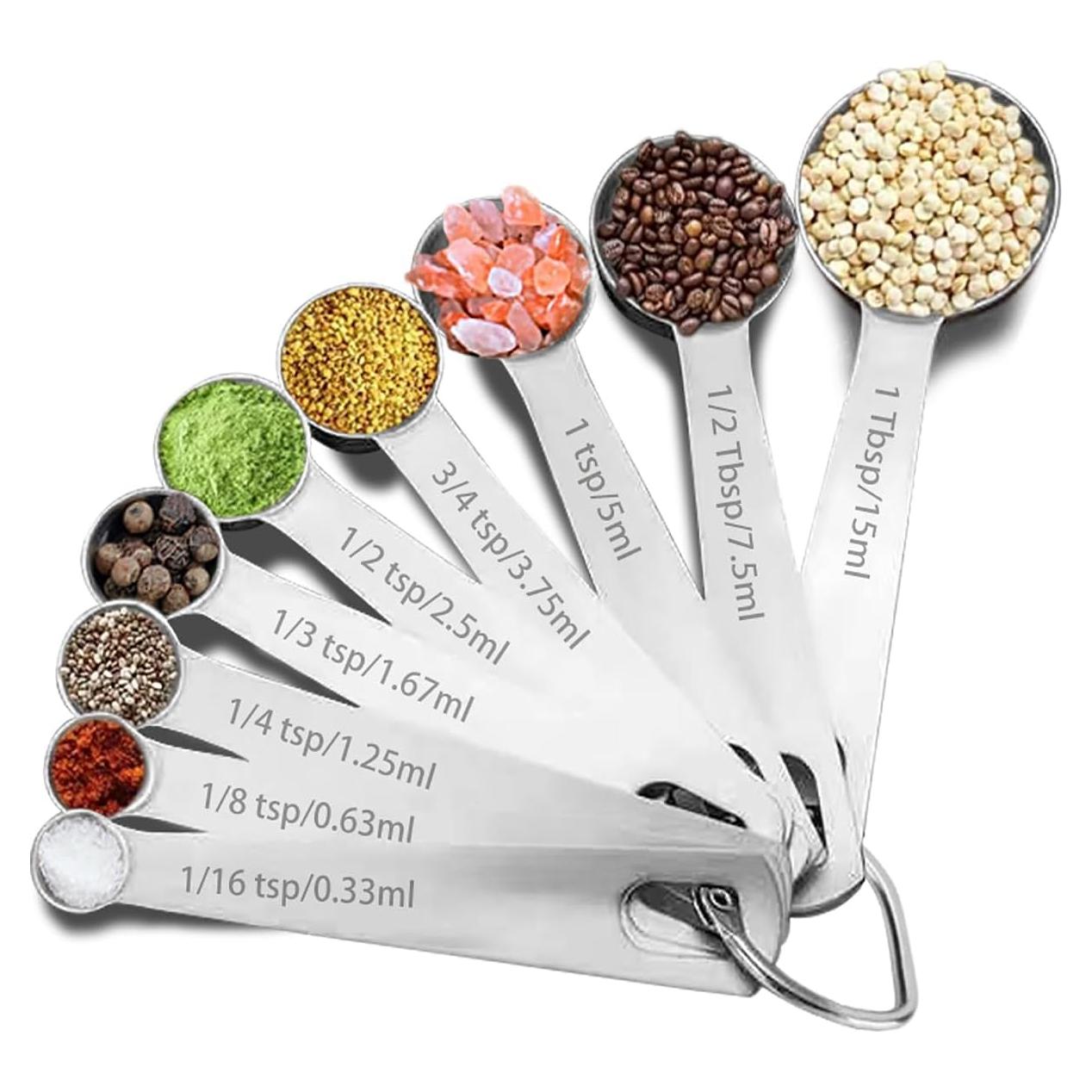 Juego de Cucharas Medidoras 9 Piezas YUNNKEEY Acero Inoxidable