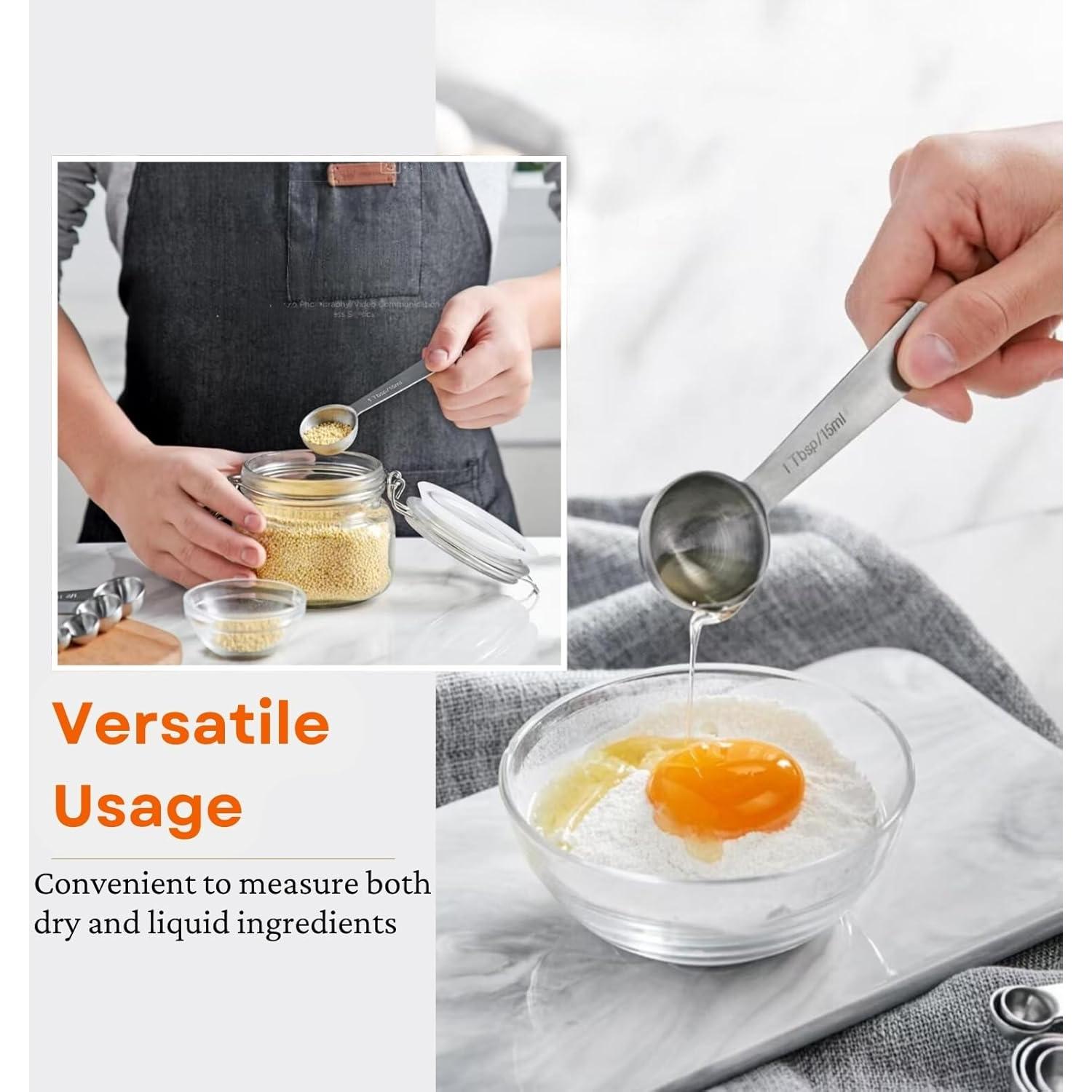 Juego de Cucharas Medidoras 9 Piezas YUNNKEEY Acero Inoxidable