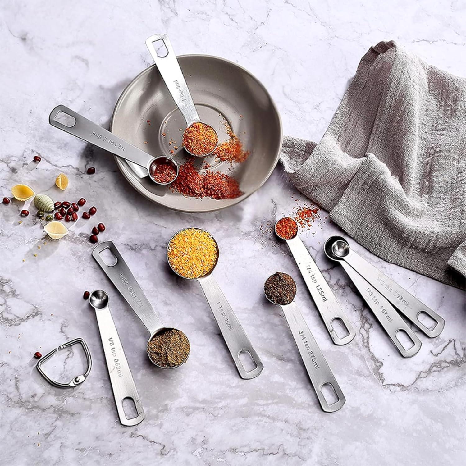 Juego de Cucharas Medidoras 9 Piezas YUNNKEEY Acero Inoxidable