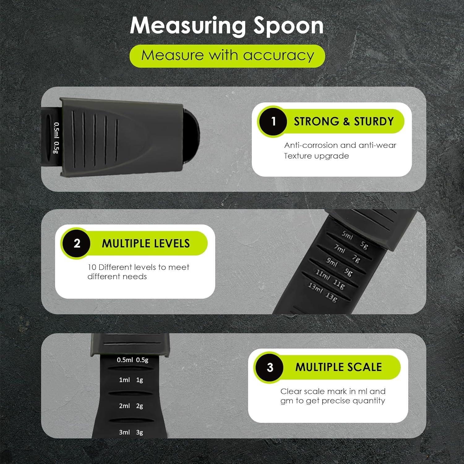 Cuchara Medidora Ajustable GOCHA 9-en-1 0.5-13ml Negro