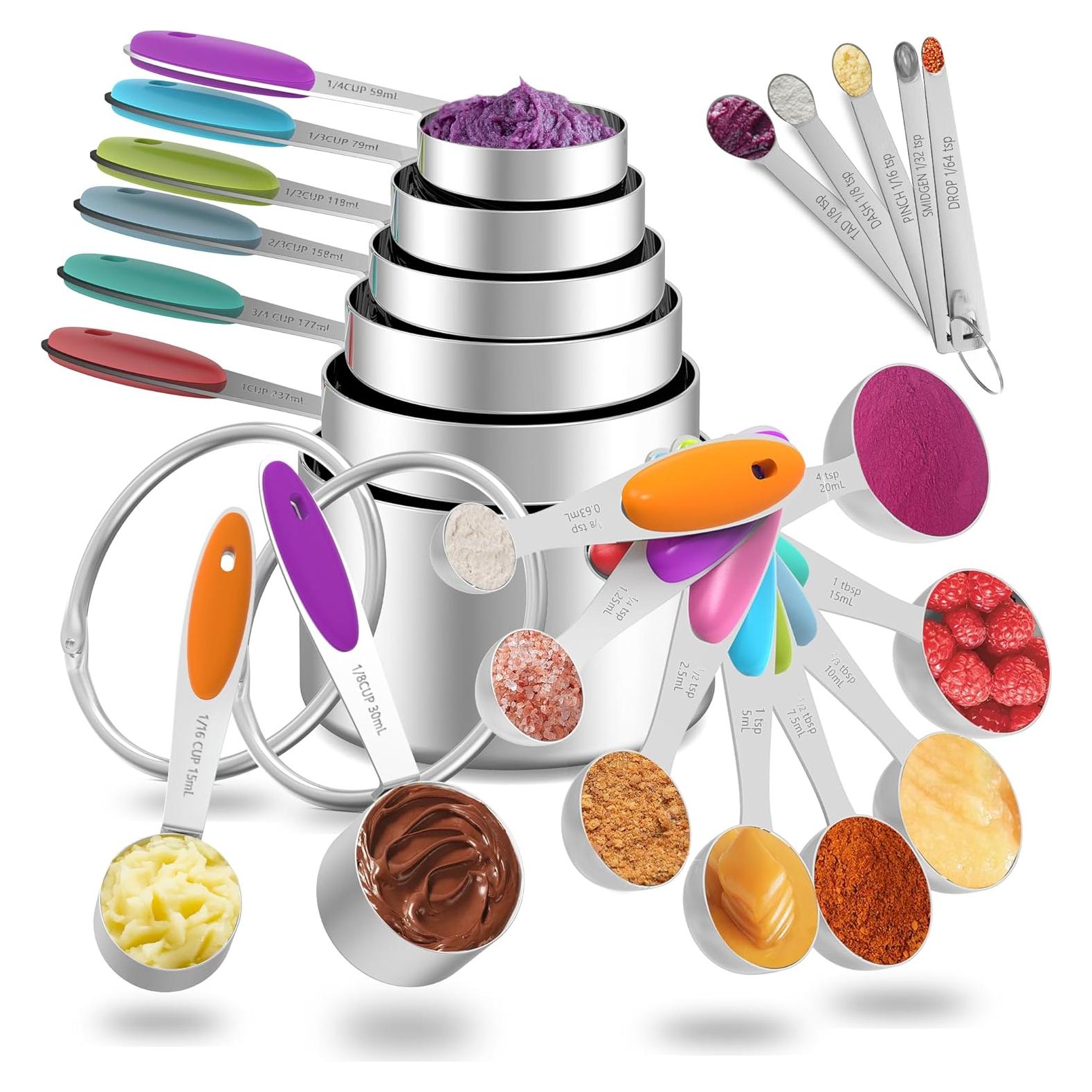 Juego de Tazas y Cucharas Medidoras Minteem 21 Piezas Acero Inoxidable