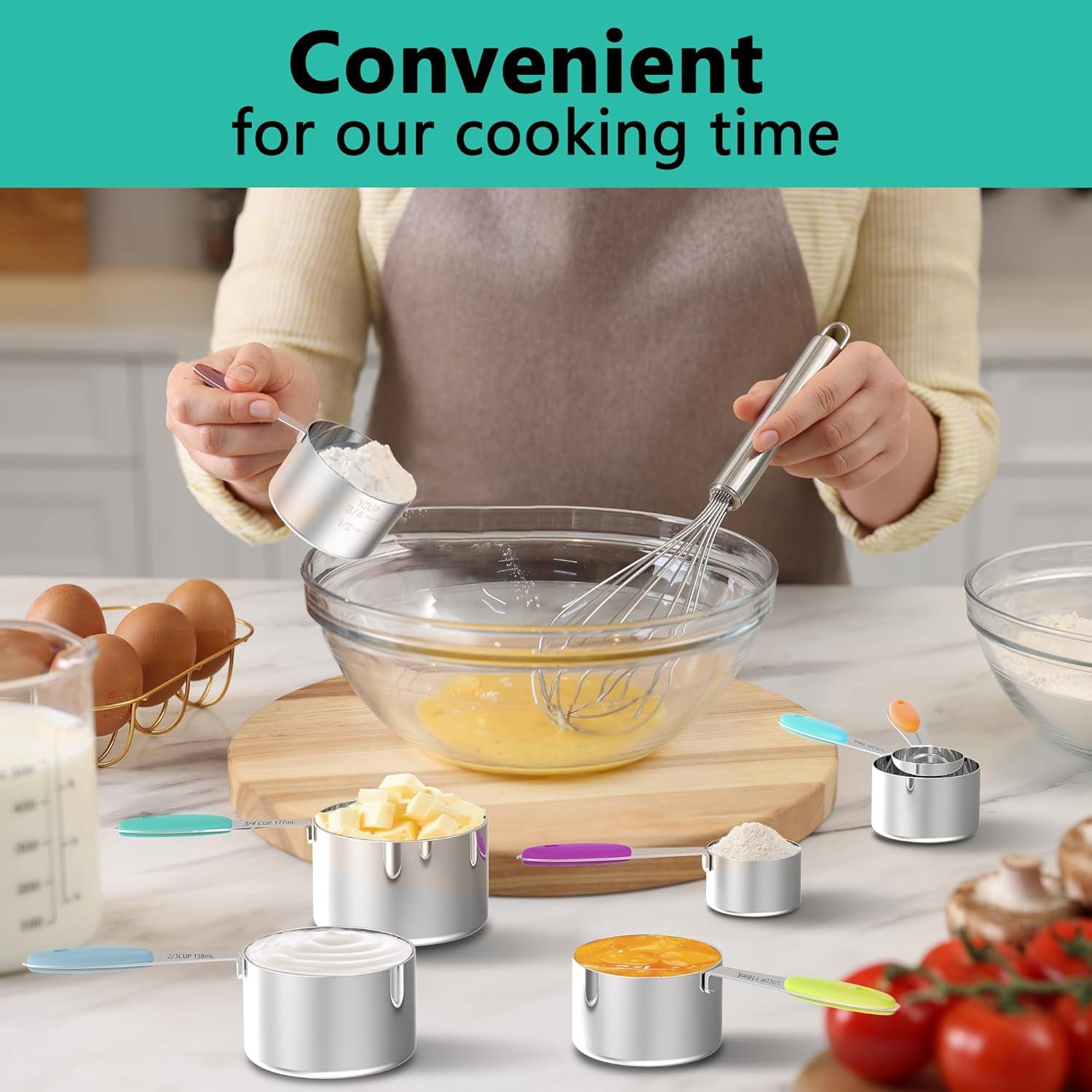 Juego de Tazas y Cucharas Medidoras Minteem 21 Piezas Acero Inoxidable