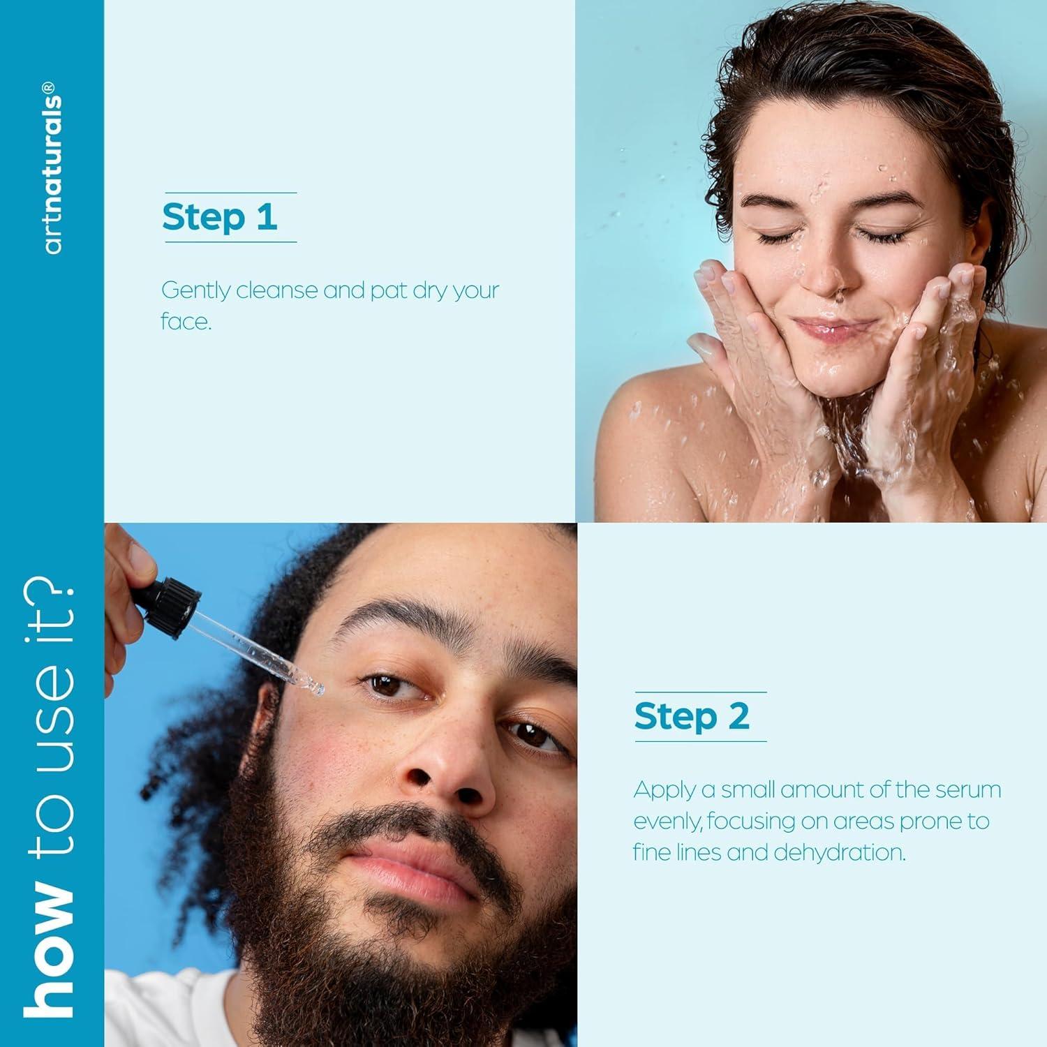 Suero Facial Antienvejecimiento ArtNaturals 29.57 ml - Ácido Hialurónico, Vitamina C y E