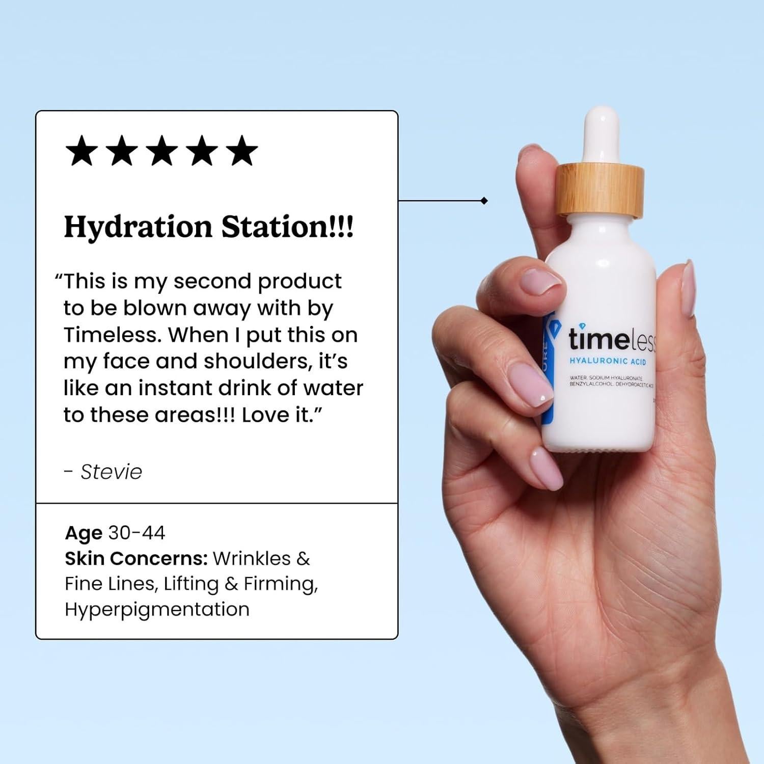 Suero Hidratante Ácido Hialurónico 100% Puro Timeless 59 ml