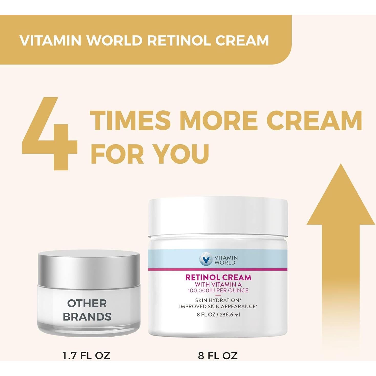 Crema de Retinol Vitamin World 227 g - Hidratante Facial Nocturno