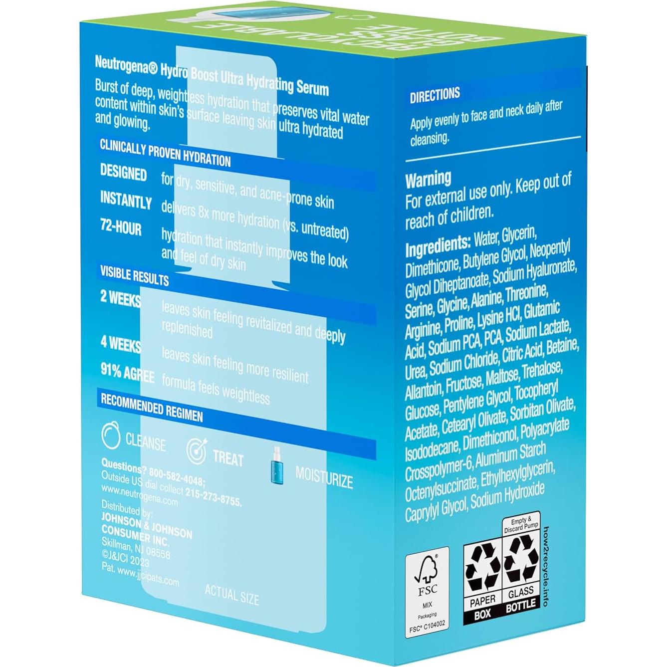 Suero Facial Ultra Hidratante Neutrogena Hydro Boost 29 ml