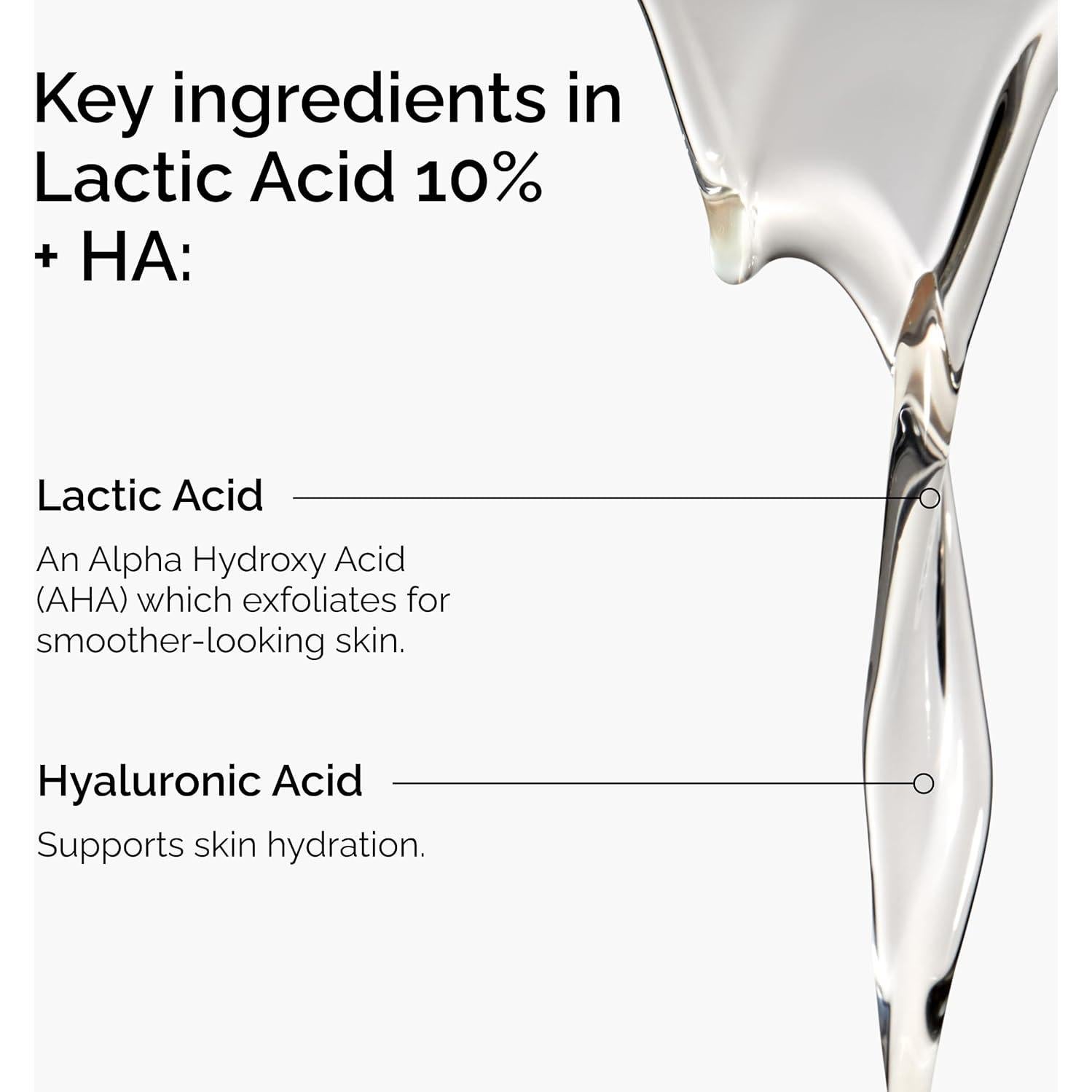 Suero Exfoliante El Ordinario 29.57 ml Ácido Láctico 10% HA 2%