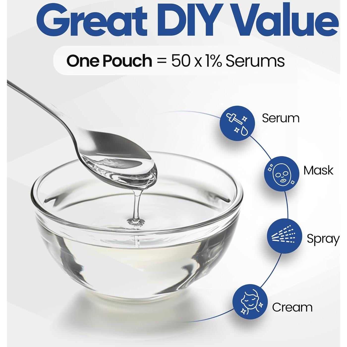 Polvo de Ácido Hialurónico Puro 50g - Amber & Misk, Hidratación Profunda