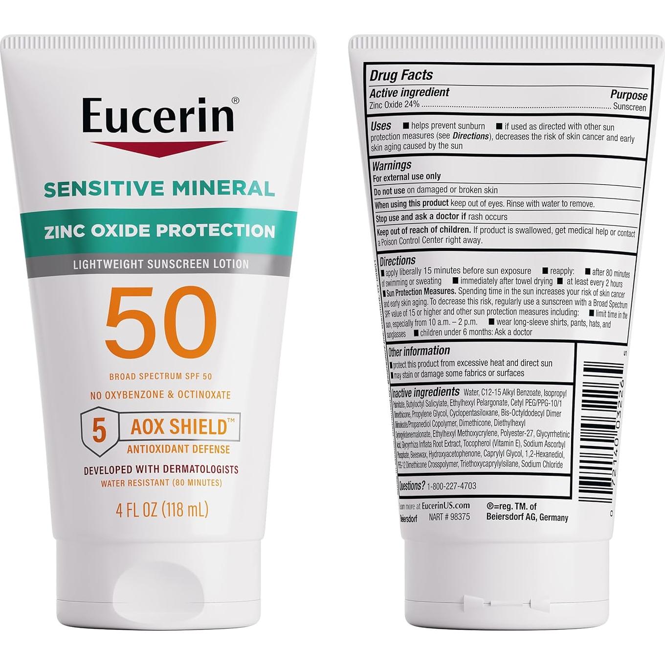 Protector Solar Mineral Eucerin Sun Sensitive SPF 50 - 118 ml