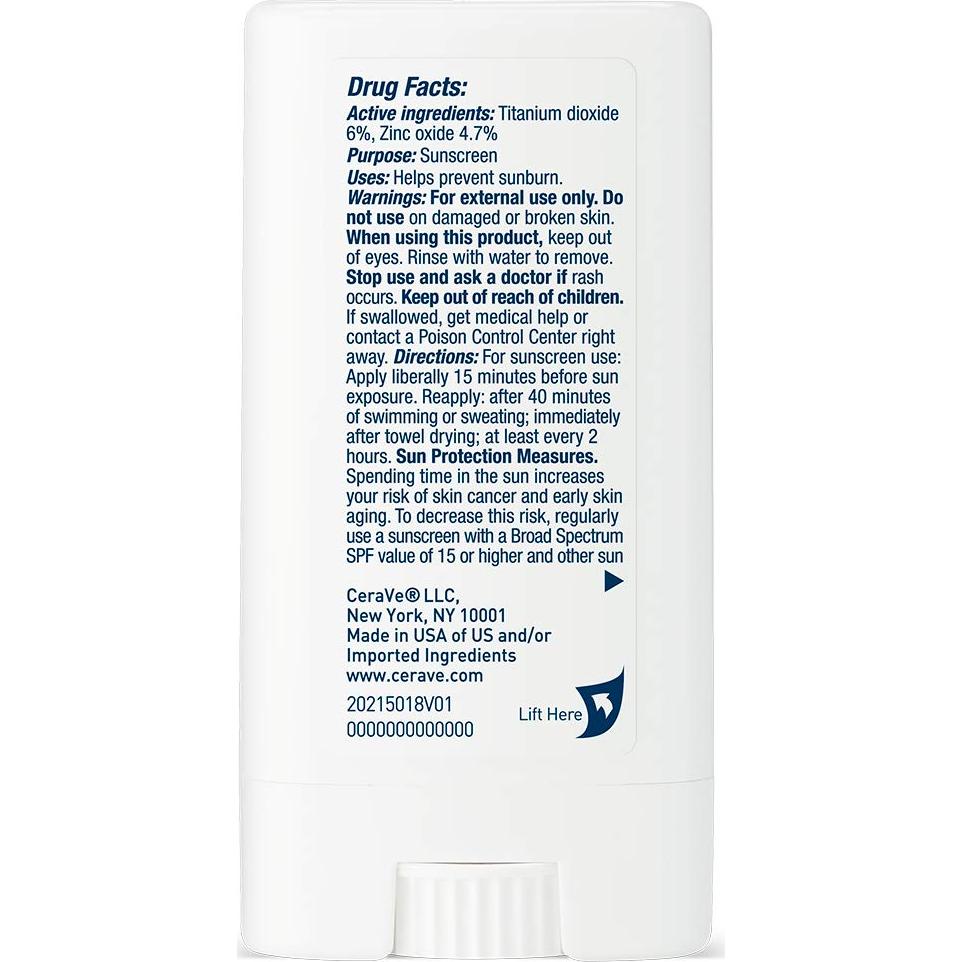 CeraVe Barra Solar Facial Mineral SPF 50 - 100% Mineral