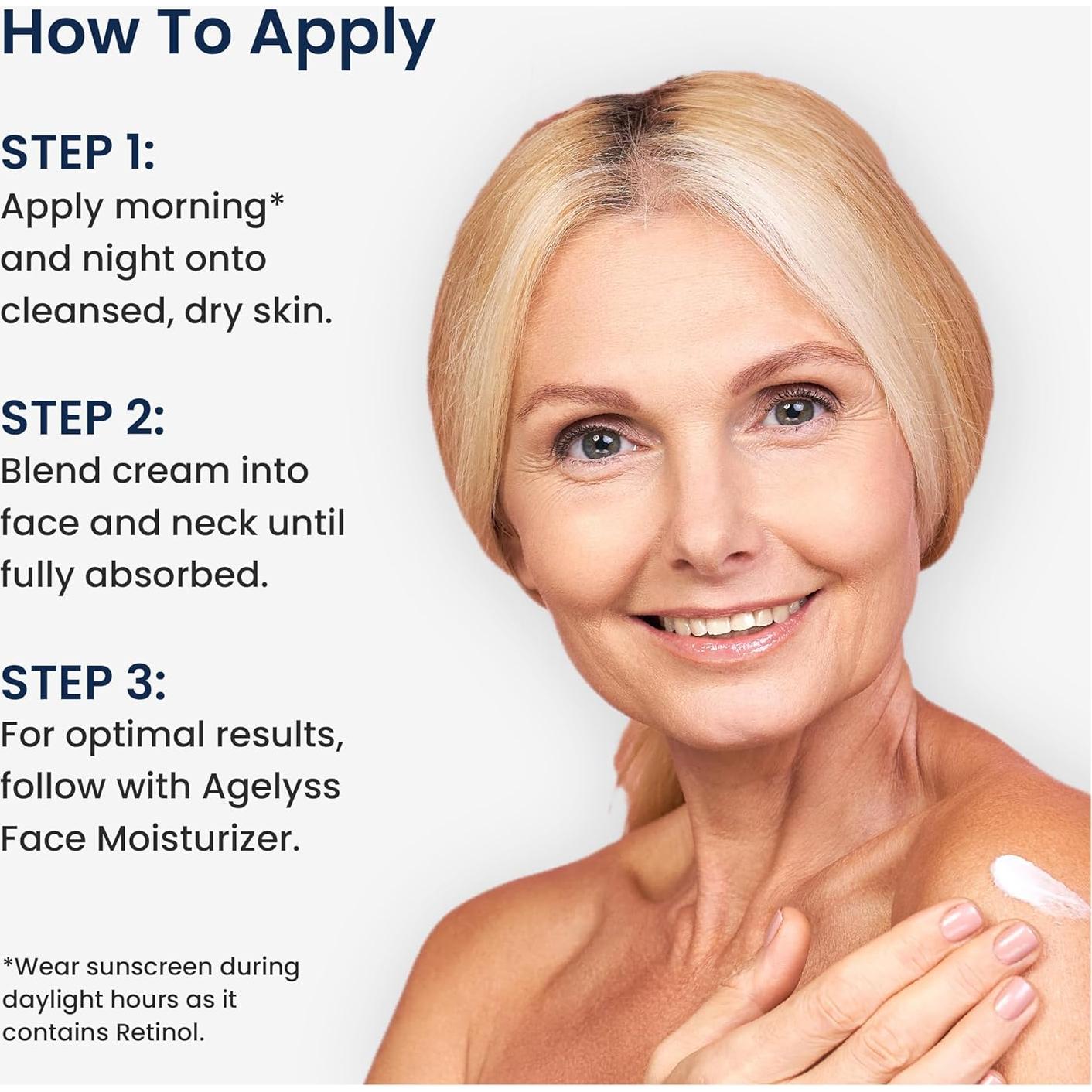 Crema Facial Agelyss Retinol 1% - Colágeno y Ácido Hialurónico 60ml - Paquete de 6