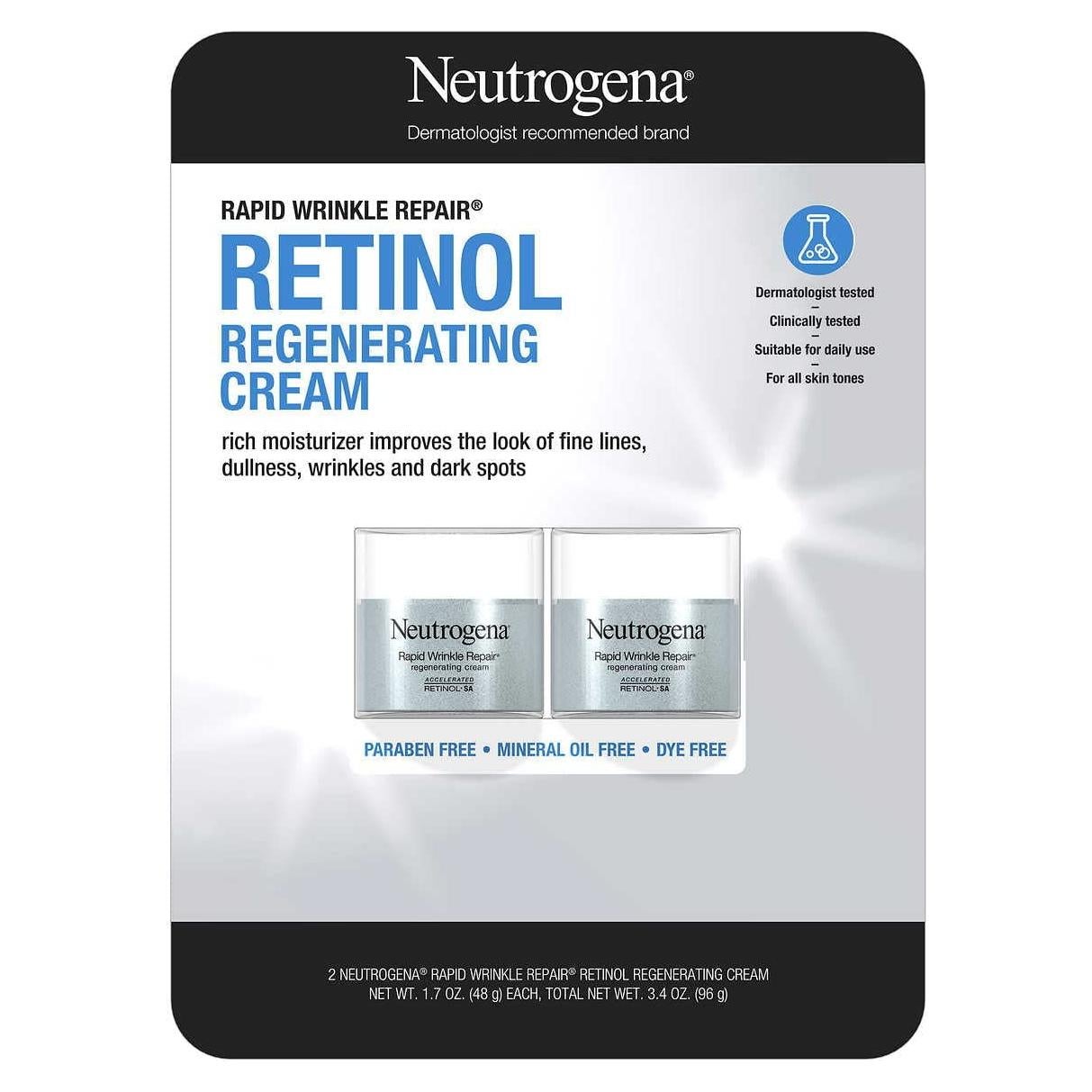 Crema Hidratante Facial Neutrogena 48.2g con Retinol y Ácido Hialurónico