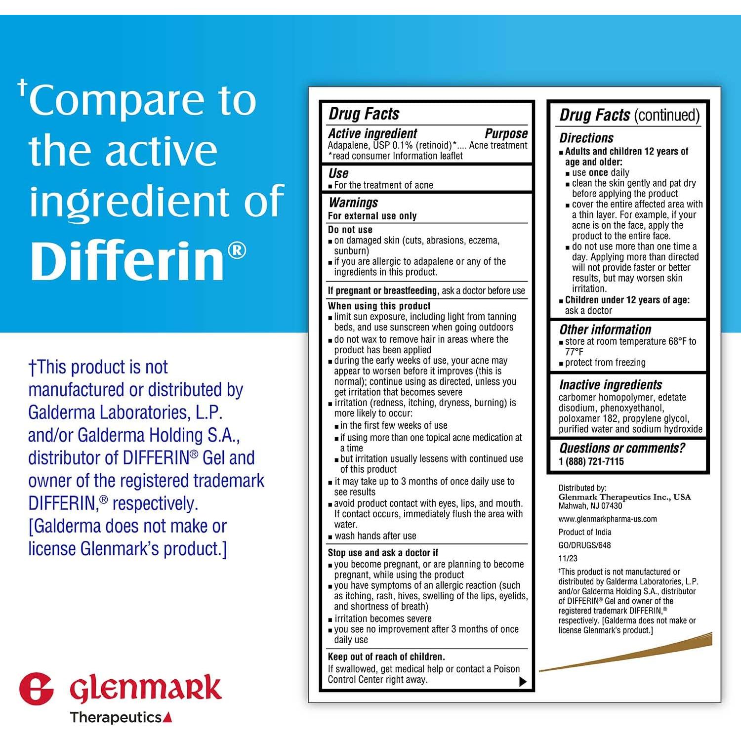Gel de Adapaleno 0.1% Glenmark 45g - Tratamiento Acné