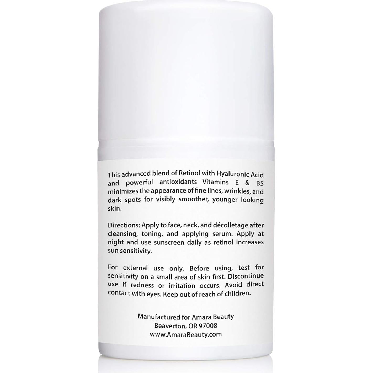 Crema de Retinol 2.5% Amara Beauty con Ácido Hialurónico 50 ml