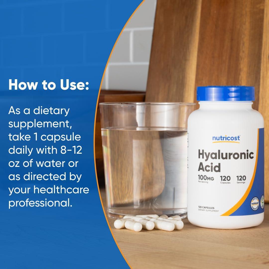 Cápsulas de Ácido Hialurónico Nutricost 100mg - 120 Unidades