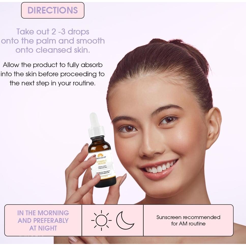 Suero Facial Antienvejecimiento SKIN DEVA 30ml Vitamina C + Ácido Hialurónico