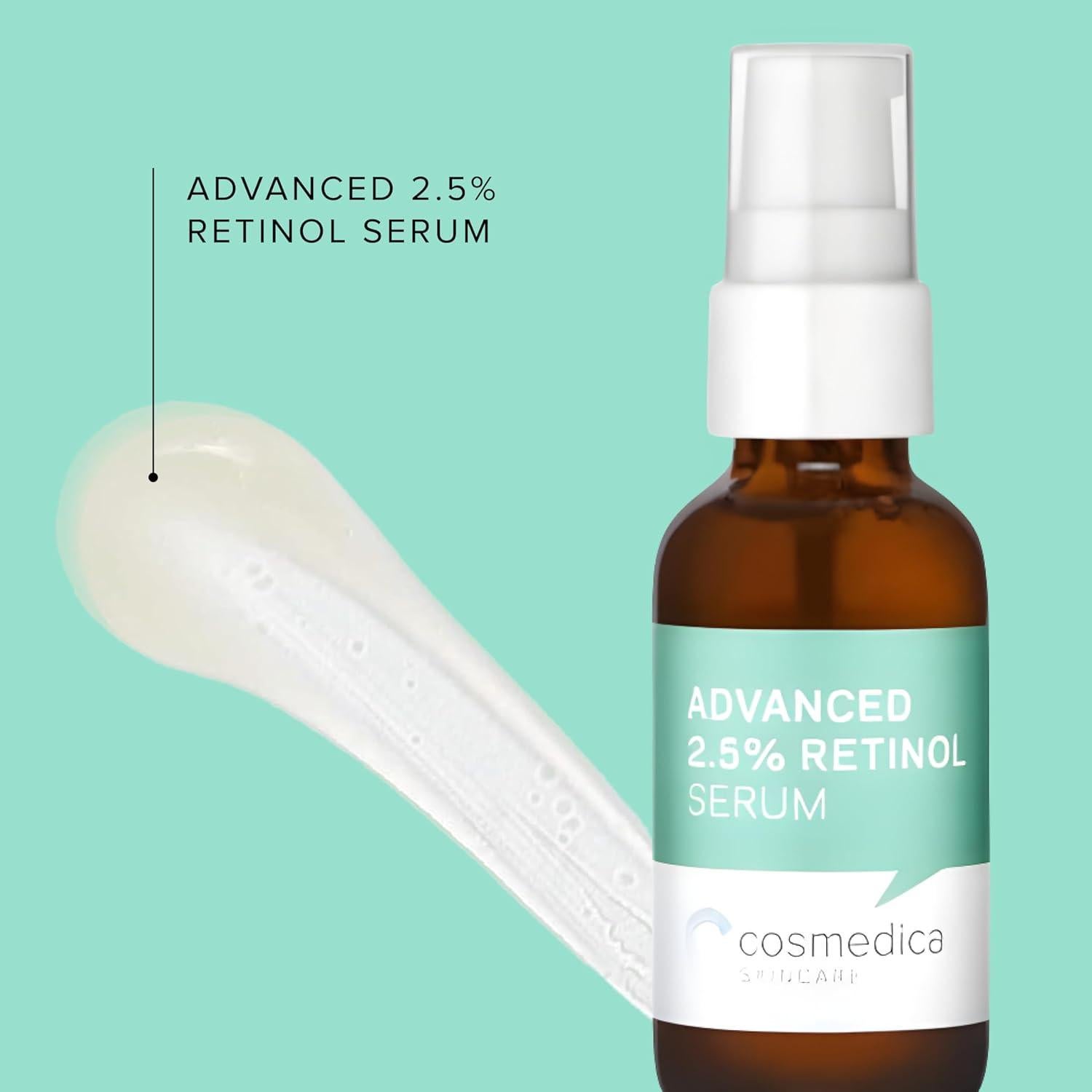 Conjunto Suero Facial Cosmedica Skincare 3x30ml Vitamina C, Retinol 2.5%, Ácido Hialurónico