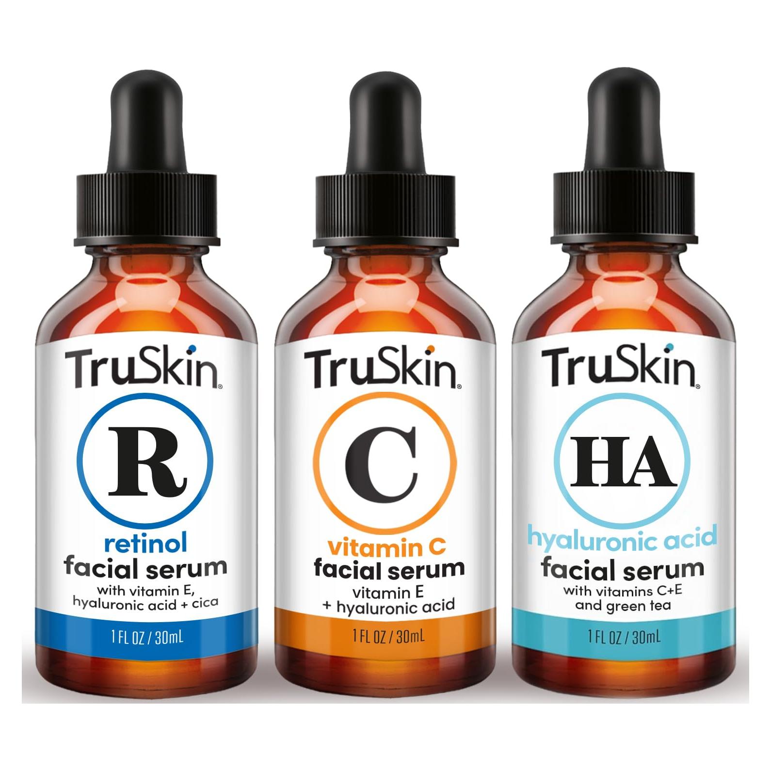 Trio Suero Facial TruSkin - Ácido Hialurónico, Vitamina C y Retinol 30 ml