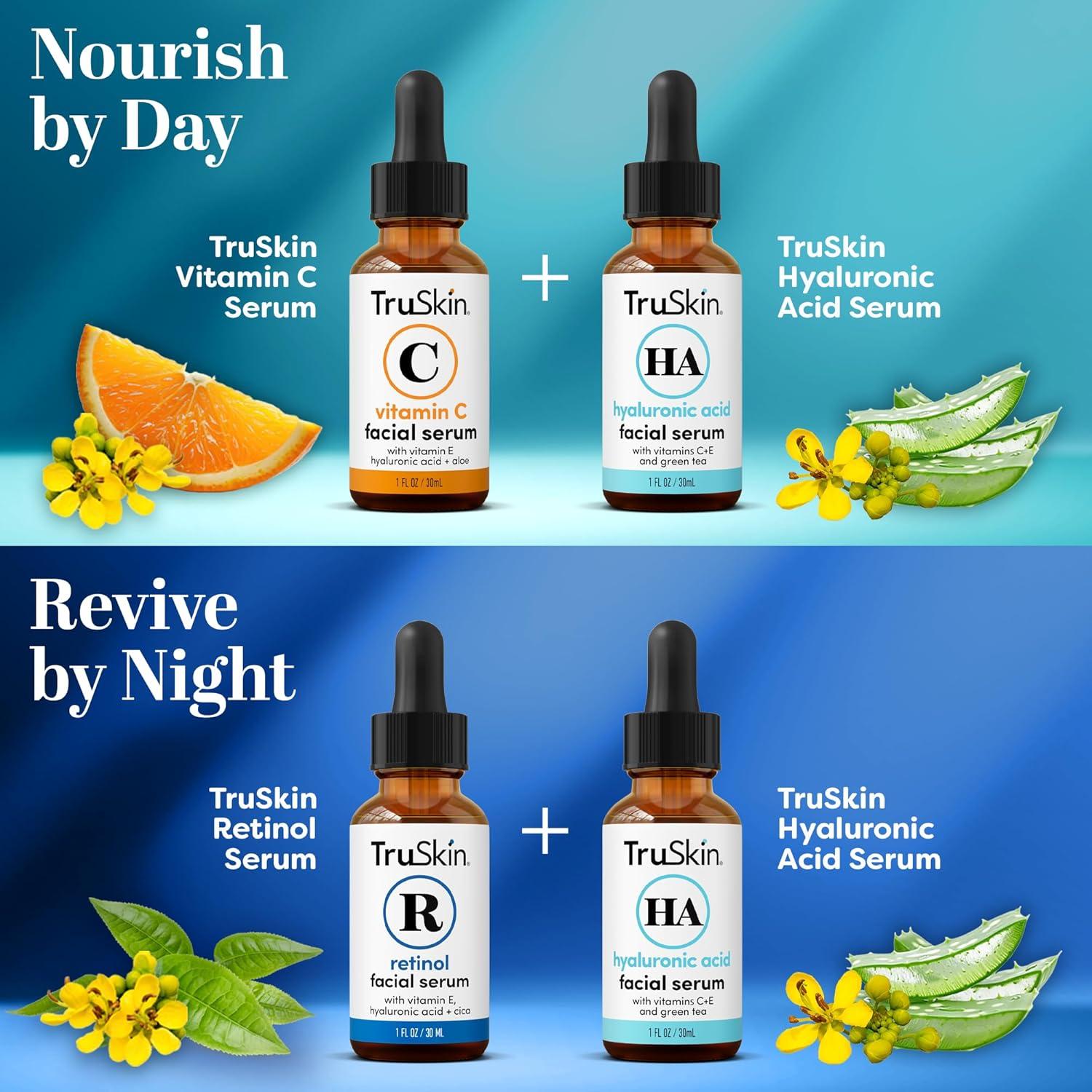 Trio Suero Facial TruSkin - Ácido Hialurónico, Vitamina C y Retinol 30 ml