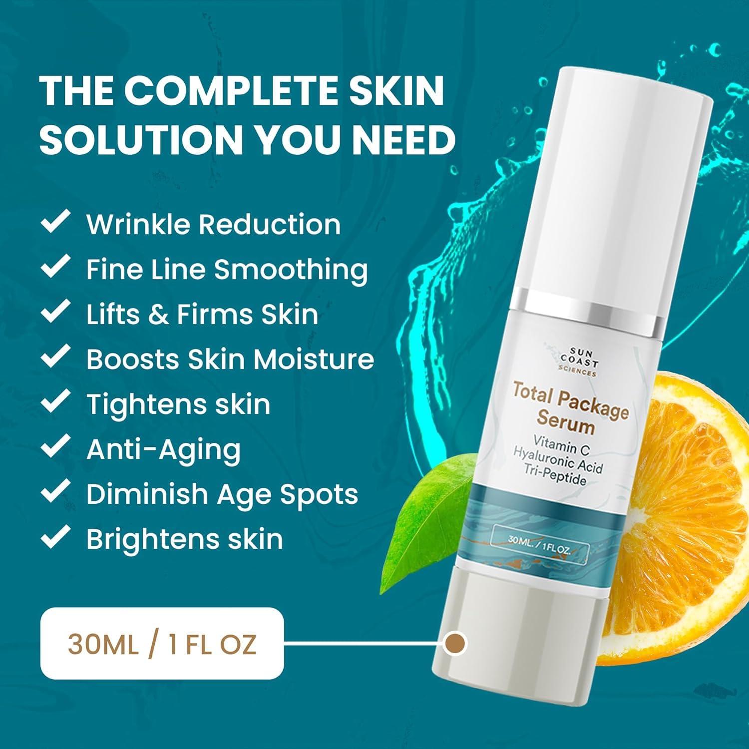 Suero Total Package Sun Coast Sciences 30ml Vitamina C Ácido Hialurónico