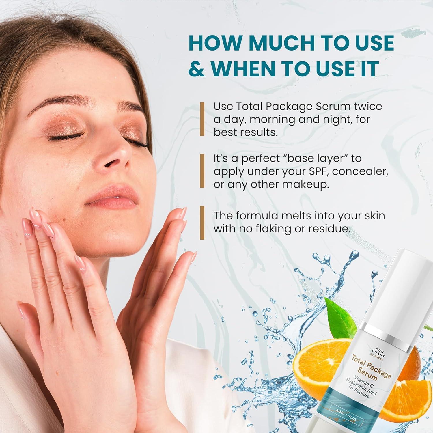 Suero Total Package Sun Coast Sciences 30ml Vitamina C Ácido Hialurónico