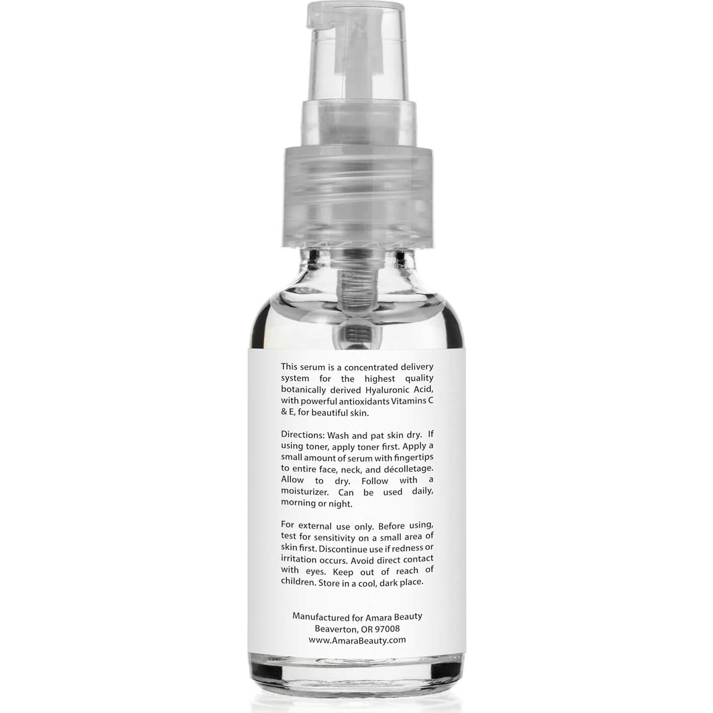 Suero de Ácido Hialurónico Amara Beauty 29.57 ml con Vitamina C y E