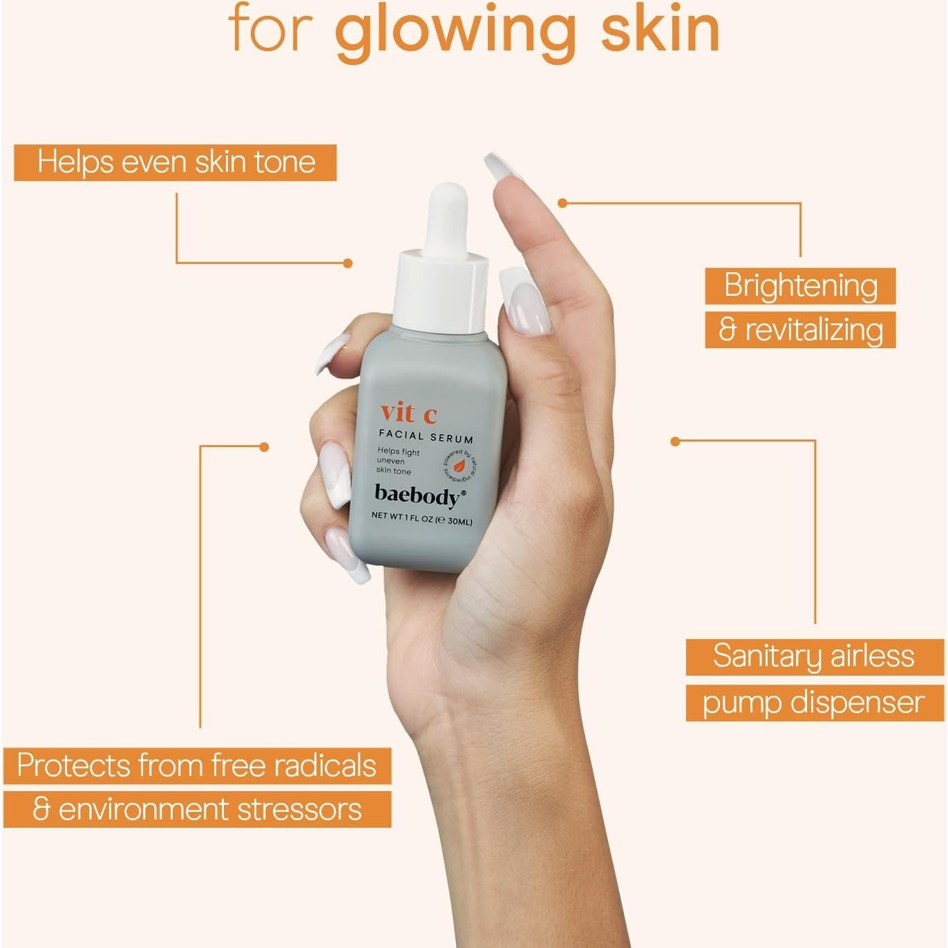 Suero Facial de Vitamina C Baebody 30 ml - Antienvejecimiento