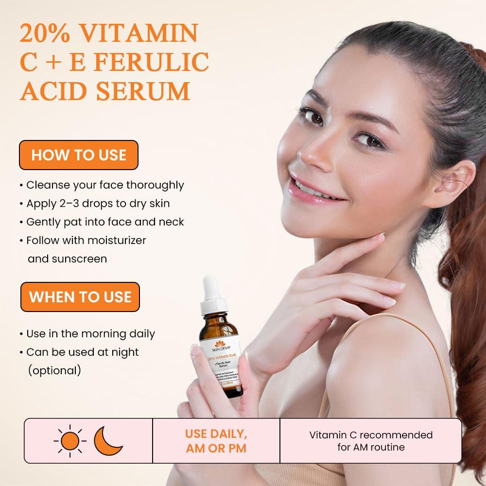Suero de Vitamina C 20% SKIN DEVA 30 ml - Rejuvenecedor Facial