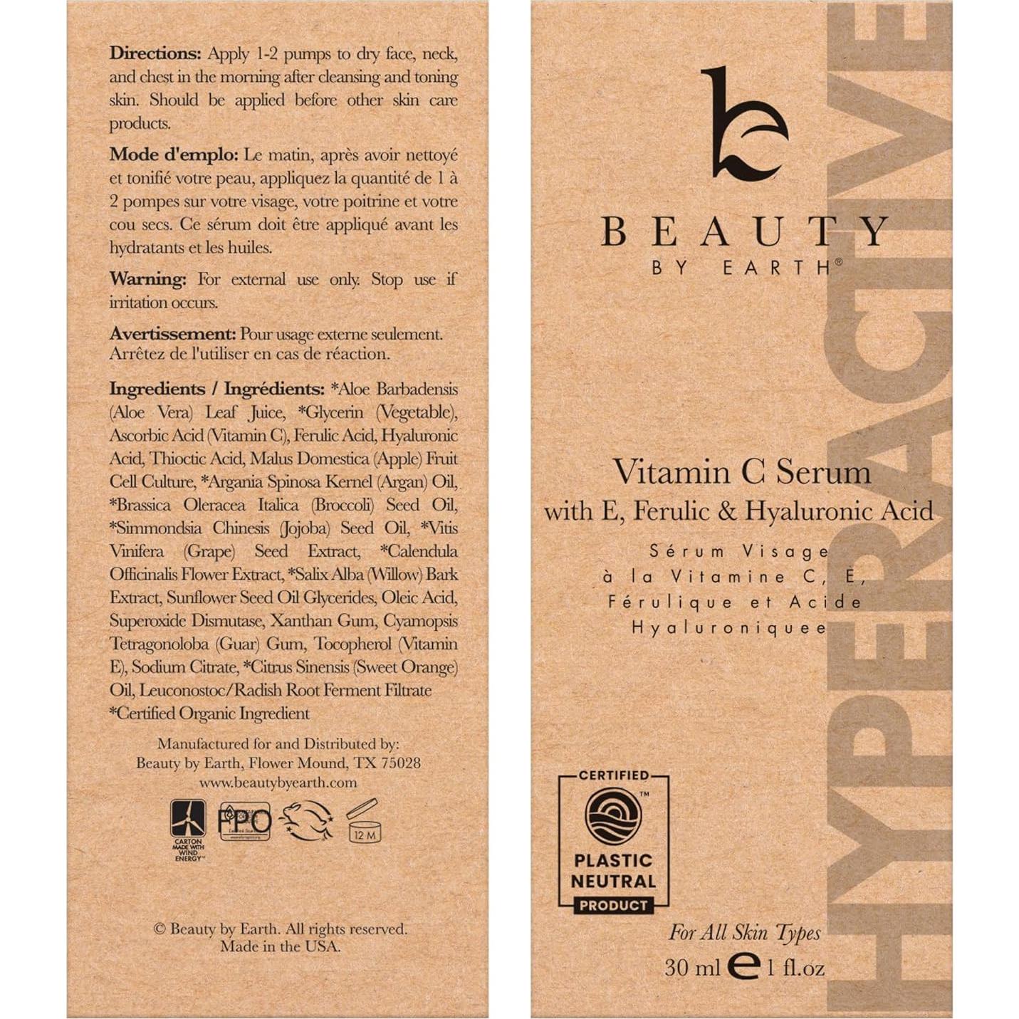 Suero Facial de Vitamina C Beauty by Earth 30 ml Antienvejecimiento