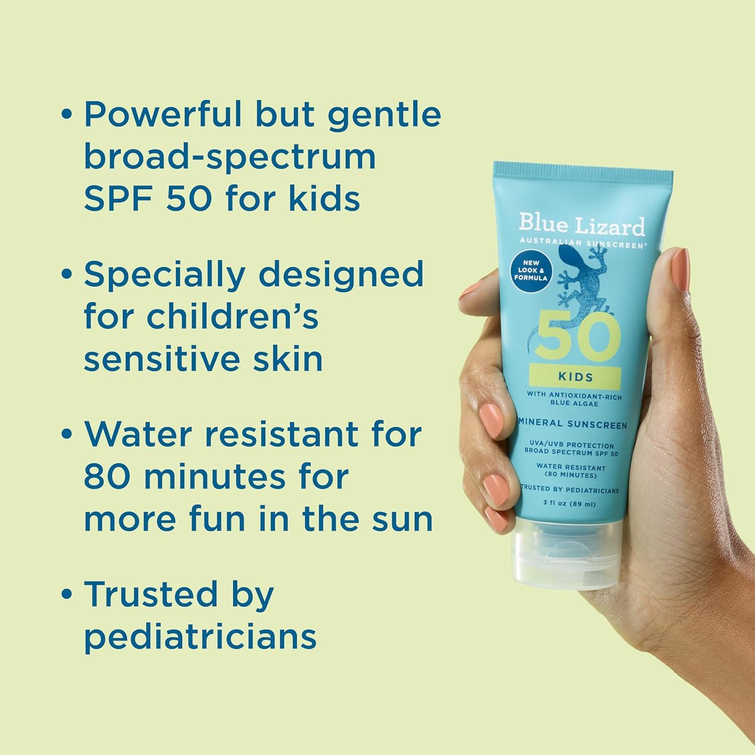 Protector Solar Mineral SPF 50 Blue Lizard para Niños 89 ml