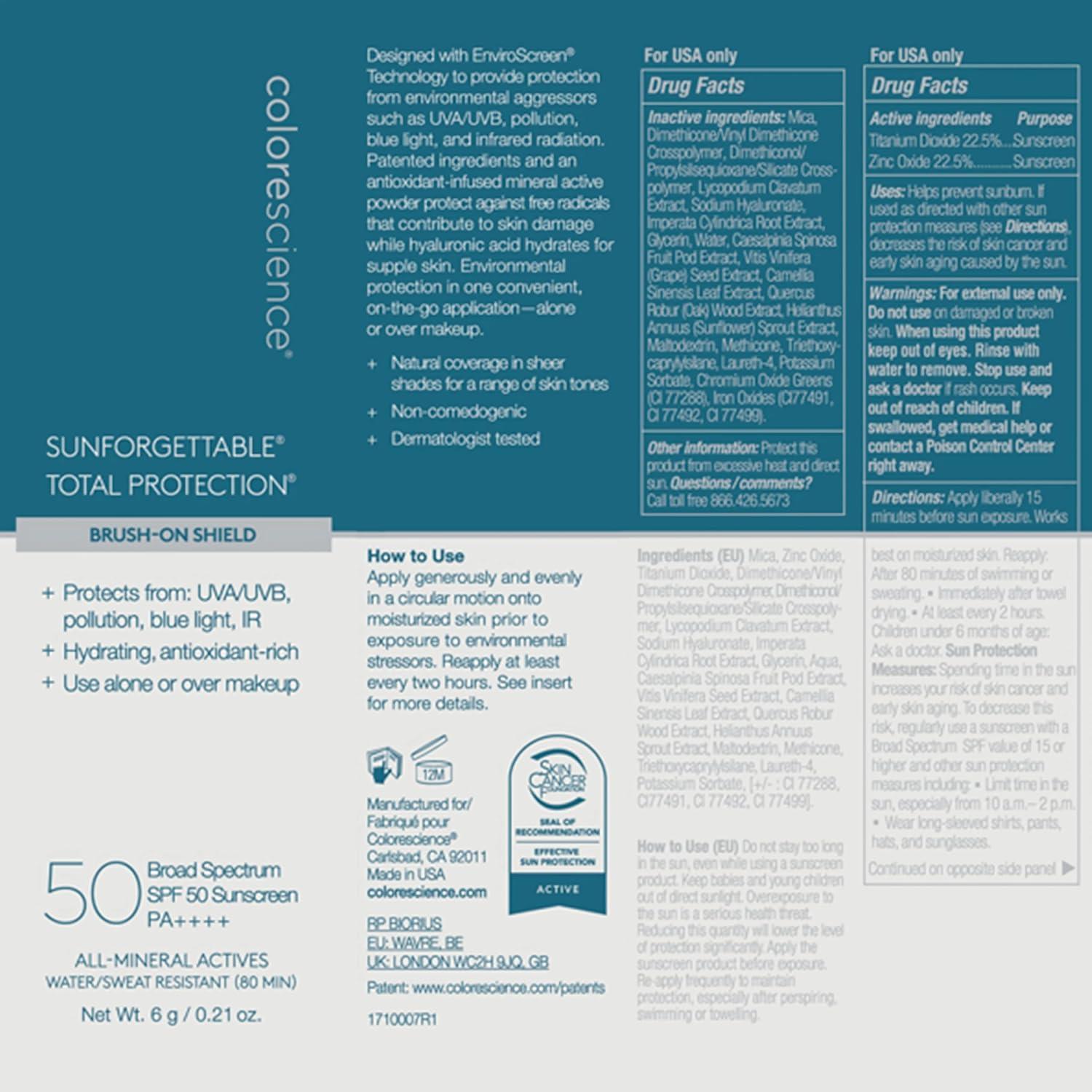 Polvo Mineral Protector Solar Colorescience Piel Sensible 10cm