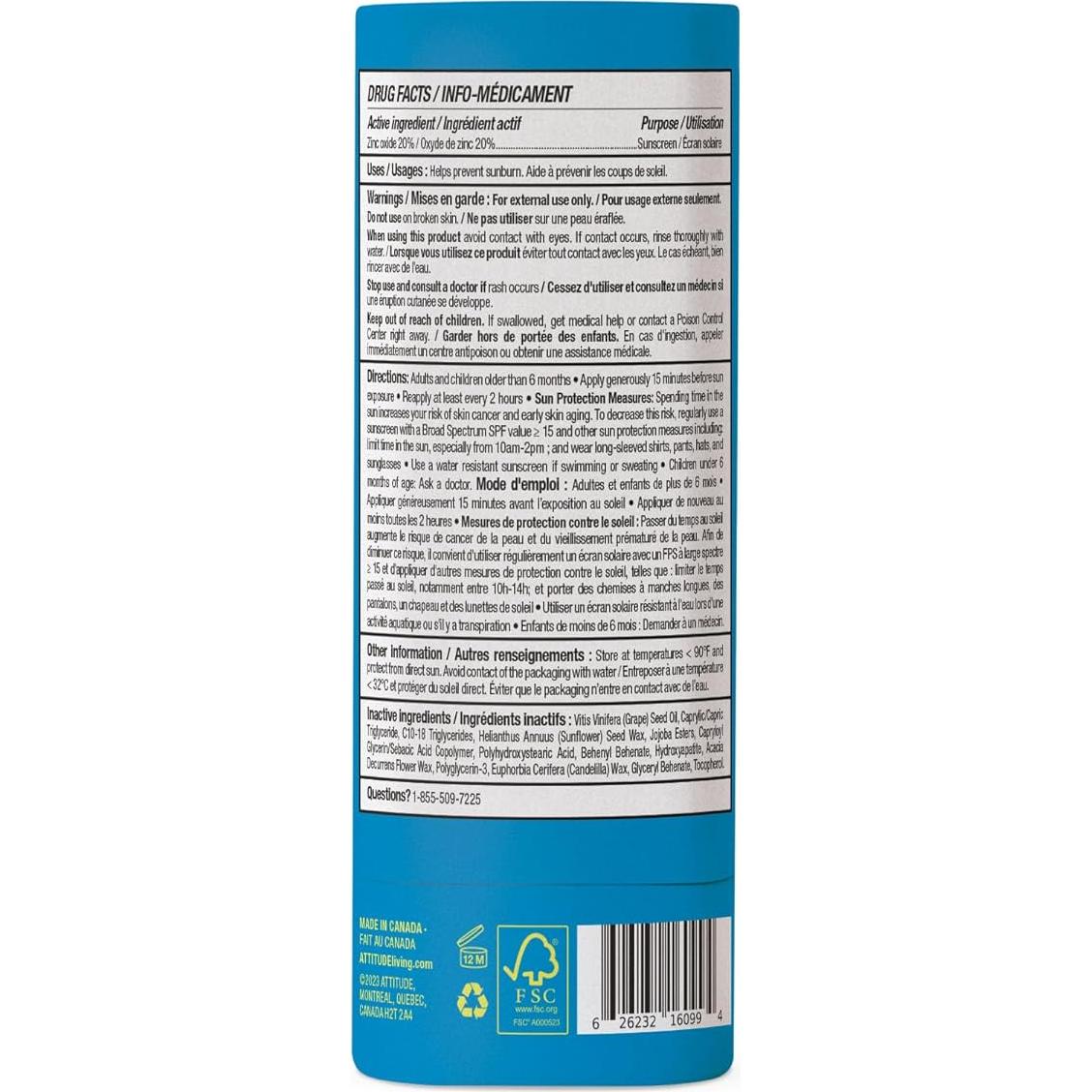 Protector Solar Mineral Facial ATTITUDE Niños SPF 30 19.84g