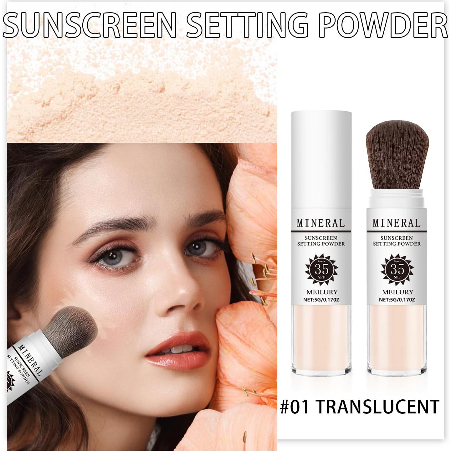 Polvo Fijador Solar SPF 35 Meilury - Mineral Translúcido 45g