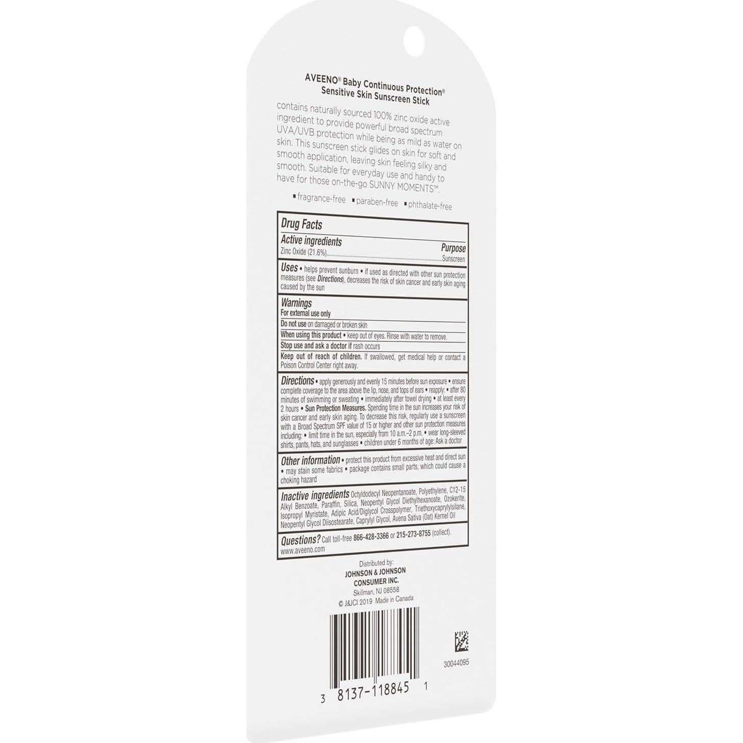 Aveeno Baby Protector Solar Mineral en Barra SPF 50 13.34g