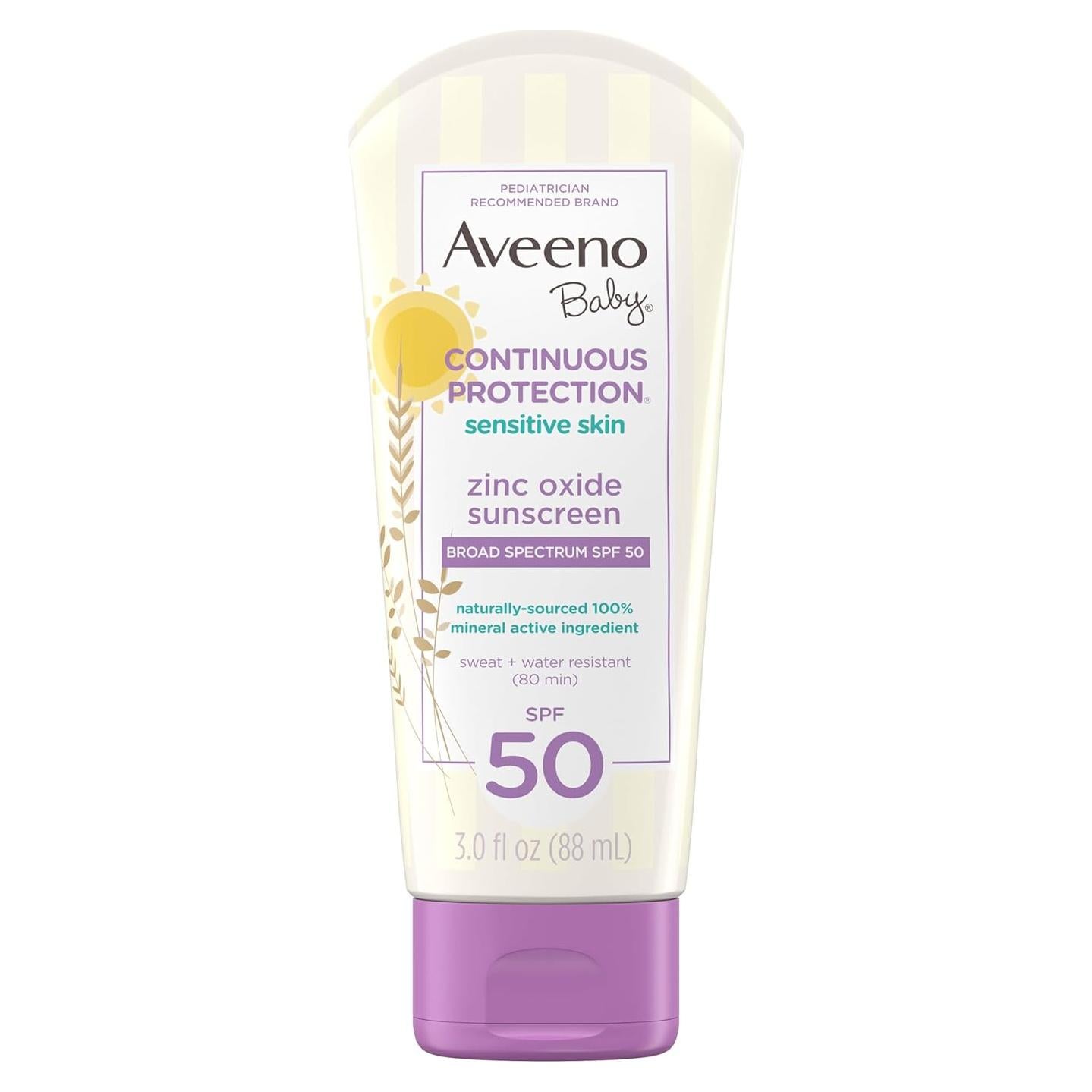 Protector Solar Mineral Aveeno Baby SPF 50 Piel Sensible 88.7 ml