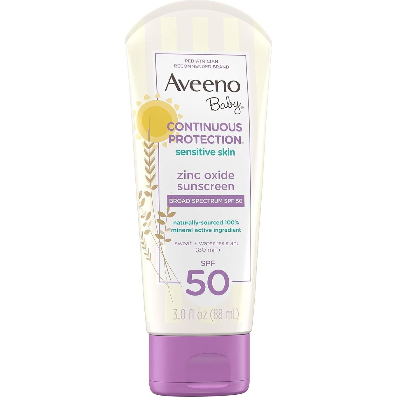 Protector Solar Mineral Aveeno Baby SPF 50 Piel Sensible 88.7 ml