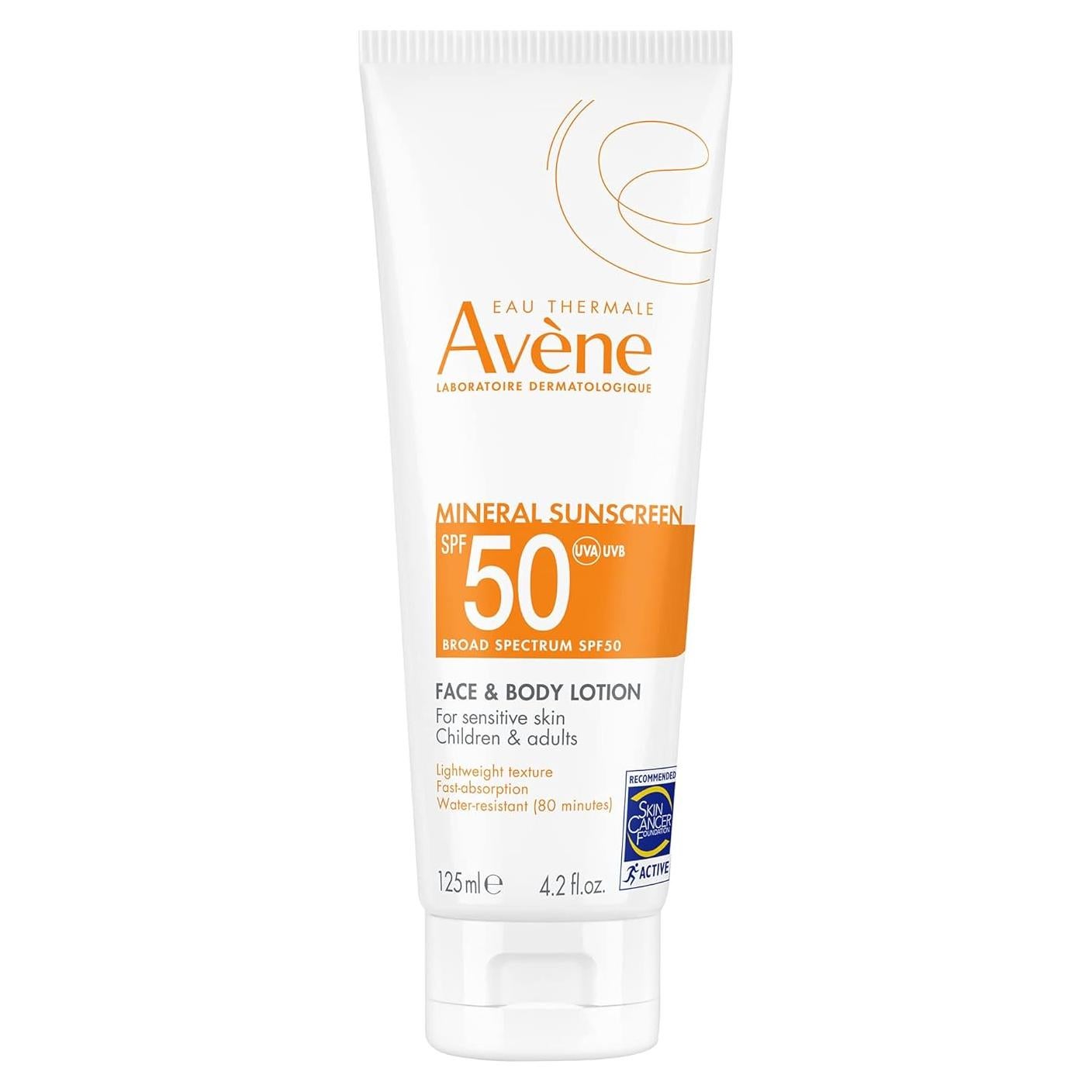 Loción Solar Mineral Avène SPF 50 para Cara y Cuerpo 125 ml