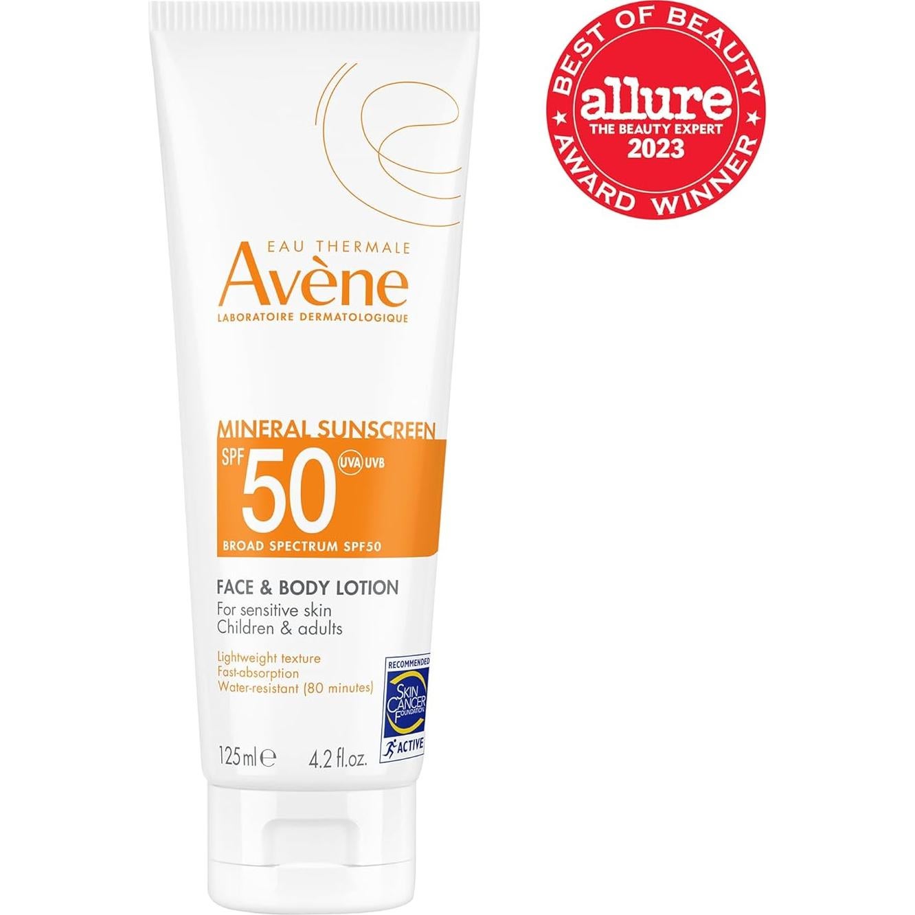 Loción Solar Mineral Avène SPF 50 para Cara y Cuerpo 125 ml