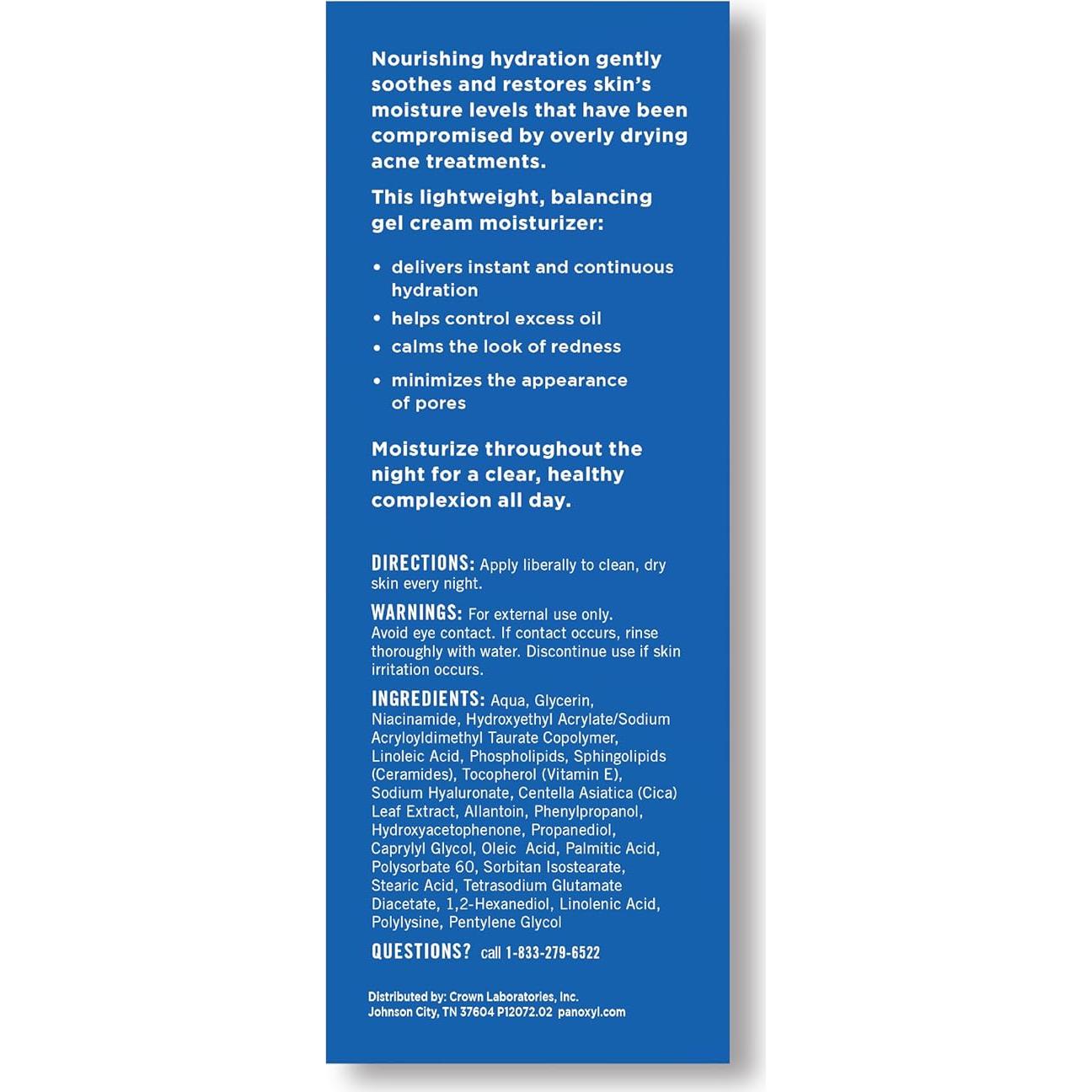 Hidratante Facial Nocturno PanOxyl PM 85 g - Niacinamida y Cica