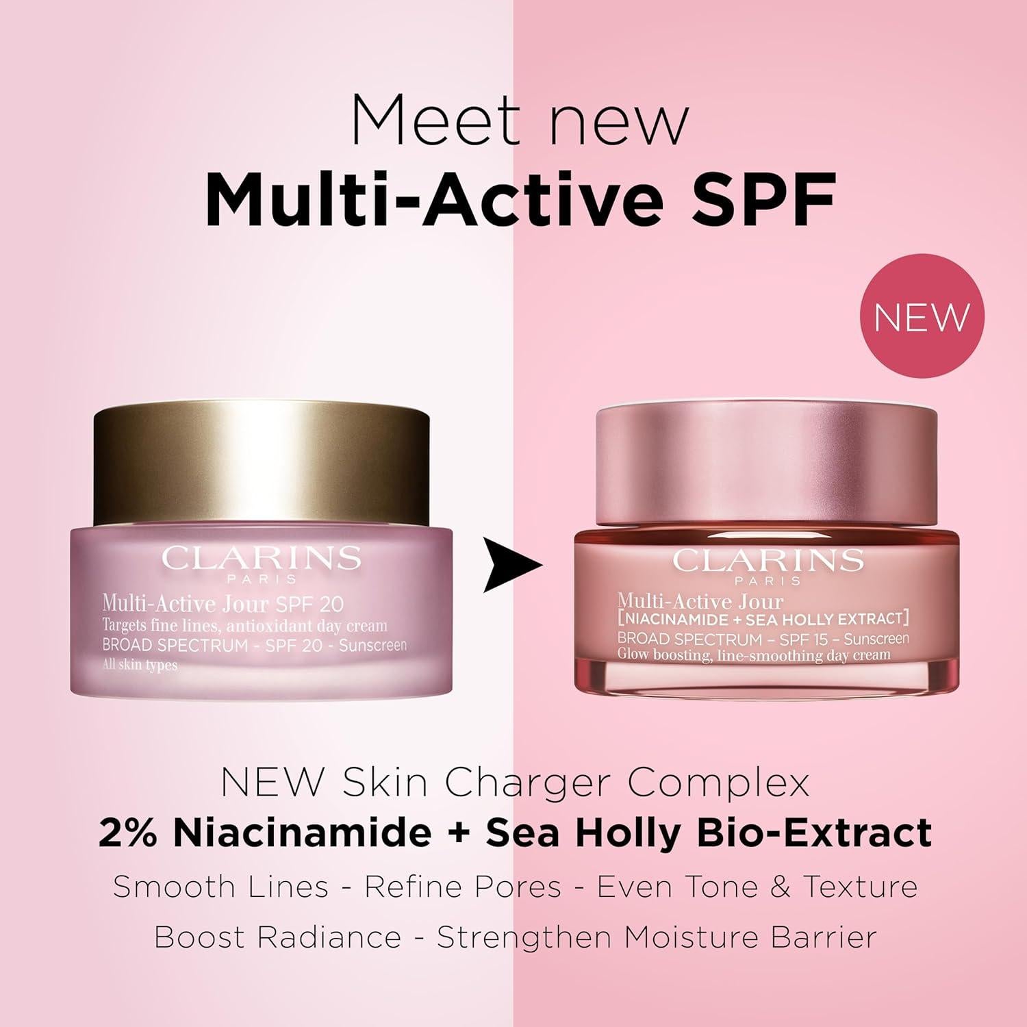 Crema de Día Multi-Activa Clarins SPF 15 48g Niacinamida