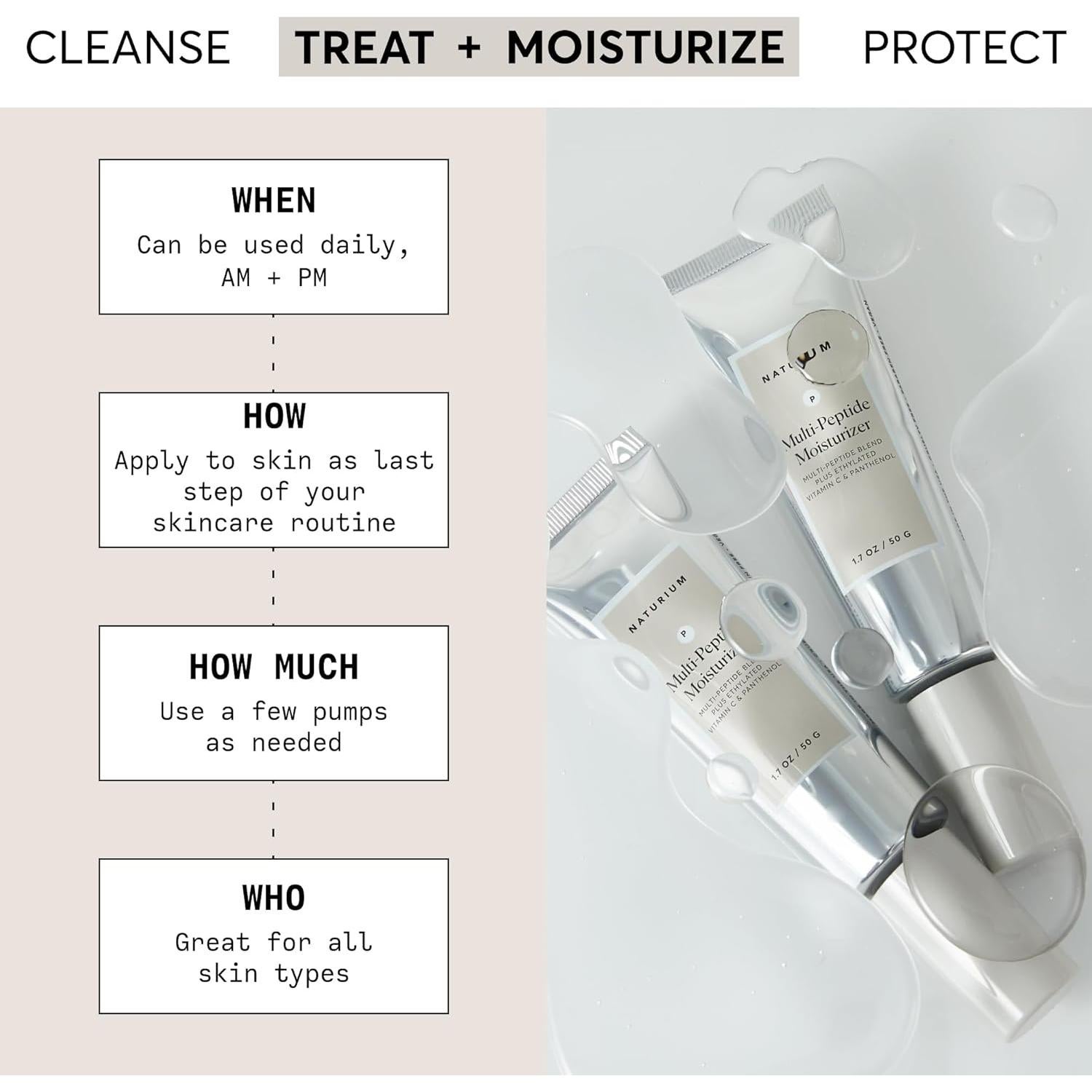 Hidratante Multi-Péptido Naturium 48.2 g - Suavizante y Nutritivo
