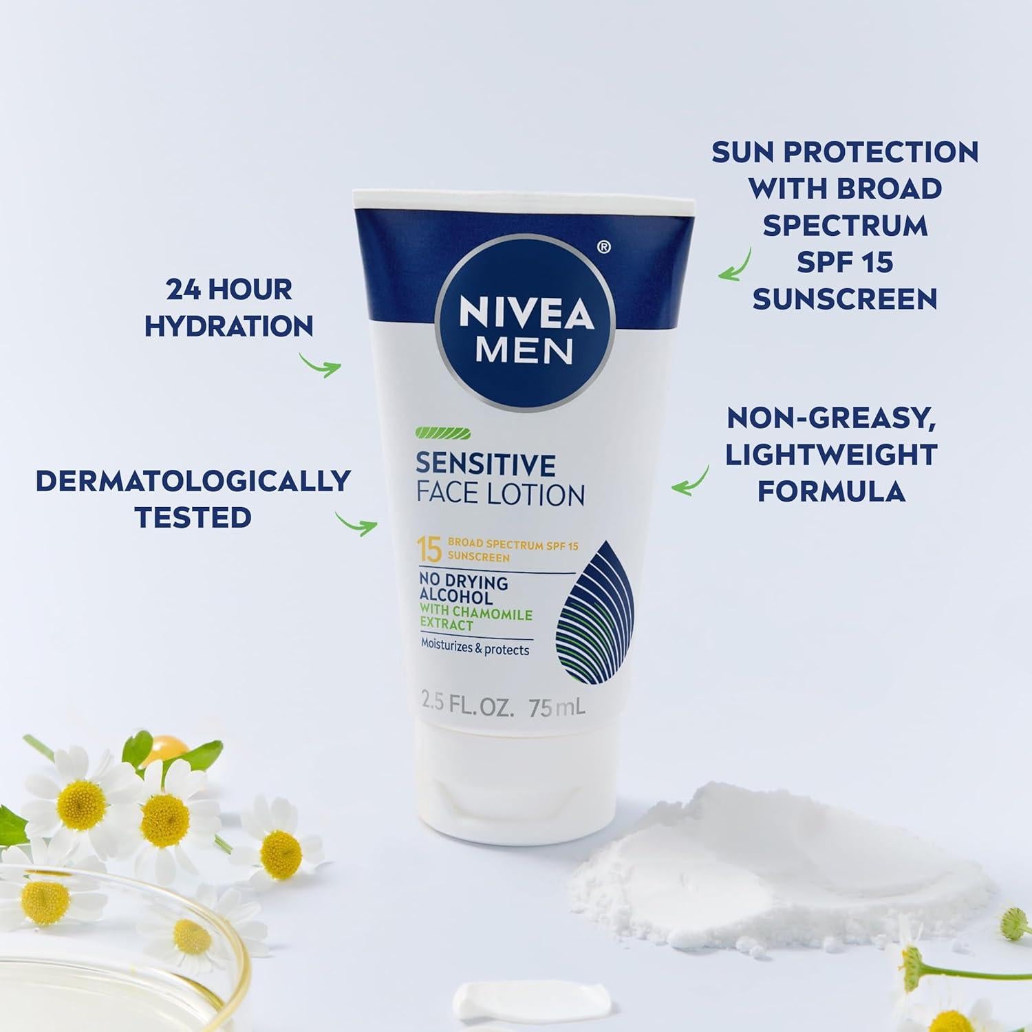 NIVEA MEN Loción Facial Sensible SPF 15 - 3 Tubos 74 ml