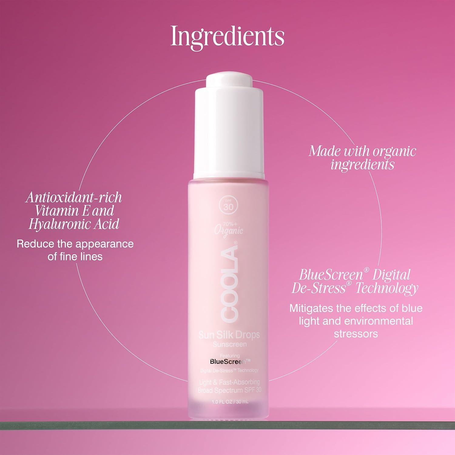 Protector Solar Facial Orgánico COOLA Gotas SPF 30 29.57 ml