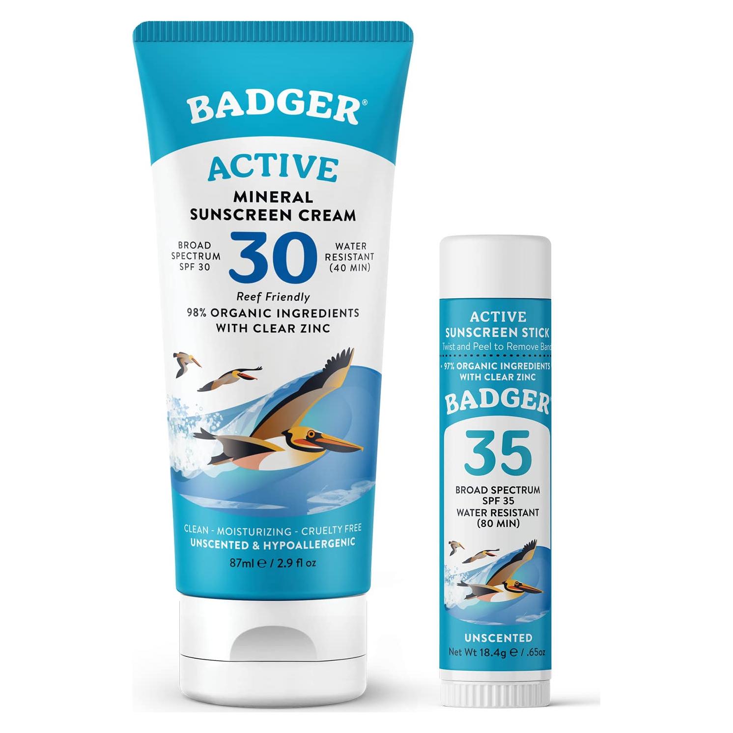 Combo Protector Solar Mineral Badger SPF 30 y Stick SPF 35