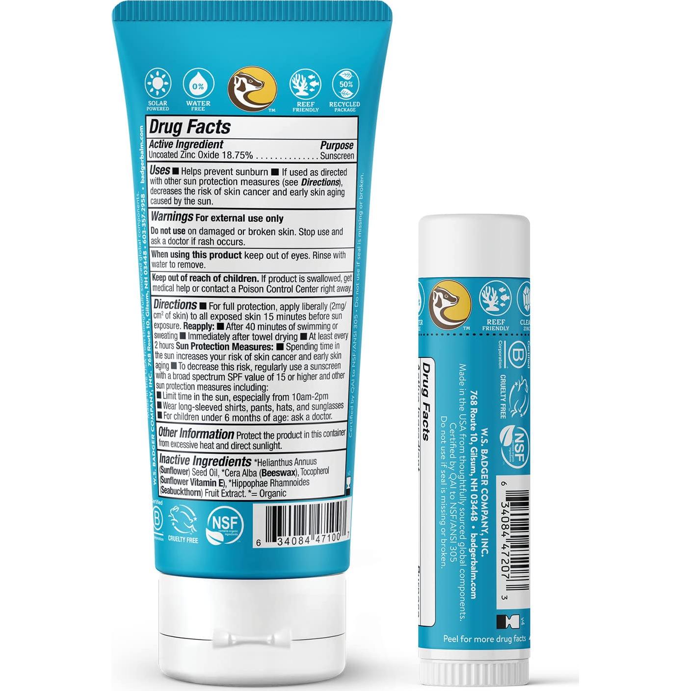 Combo Protector Solar Mineral Badger SPF 30 y Stick SPF 35