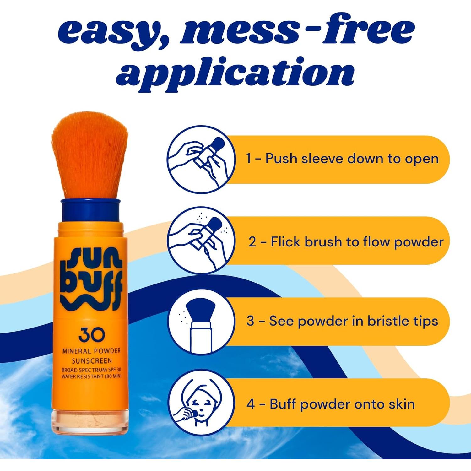 Protector Solar en Polvo Sun Buff SPF 30 - 3.98g - Resistente al Agua