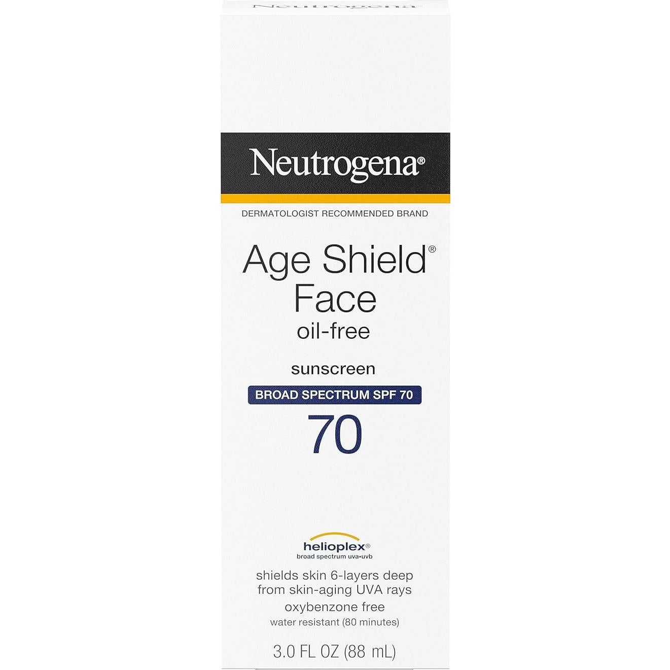 Loción Solar Neutrogena Age Shield SPF 70 - 267 ml (Paquete de 3)