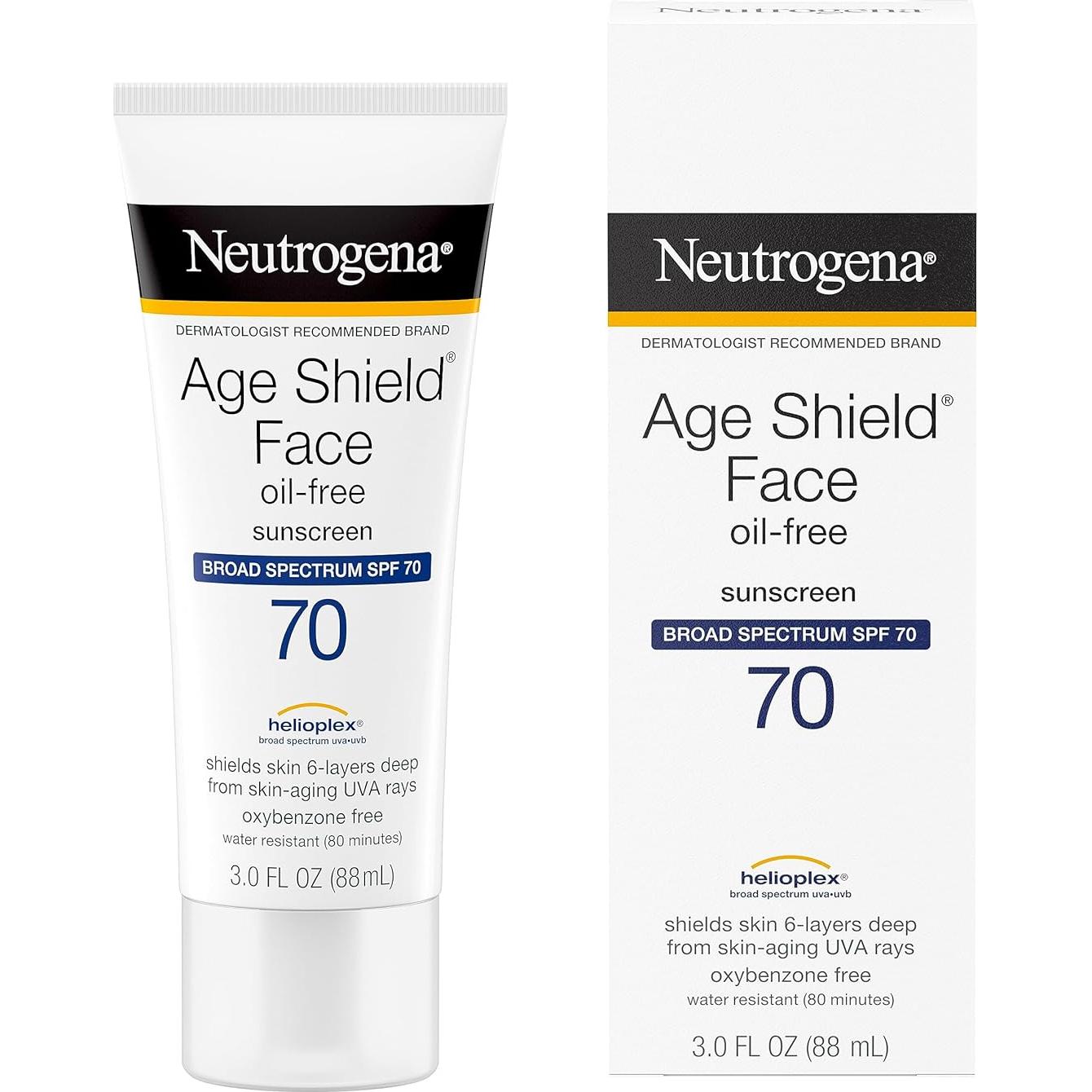 Loción Solar Neutrogena Age Shield SPF 70 - 267 ml (Paquete de 3)