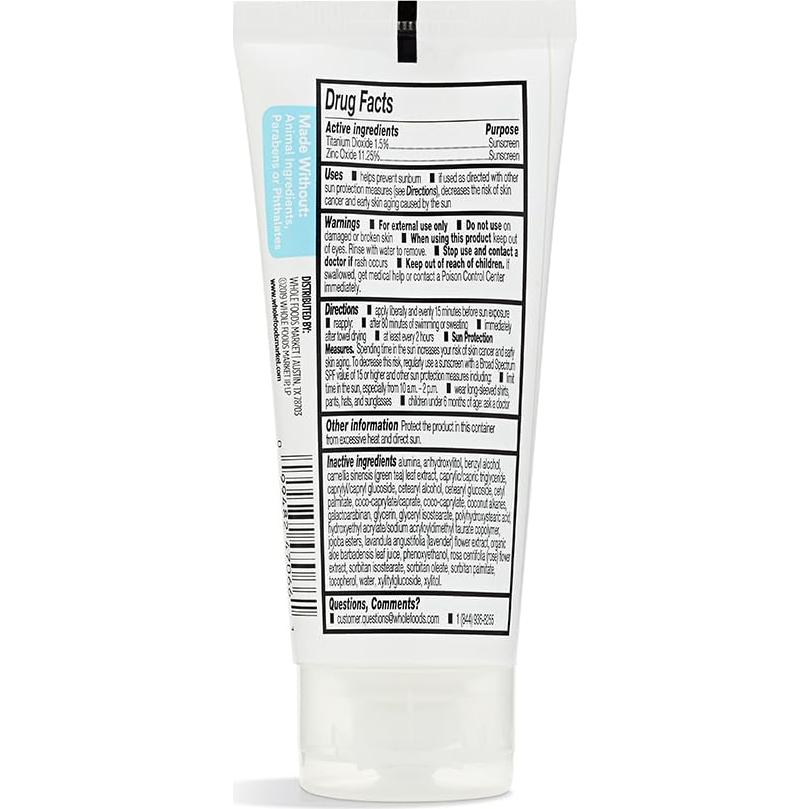 Loción Facial Hidratante Whole Foods SPF 30 59 ml Resistente al Agua
