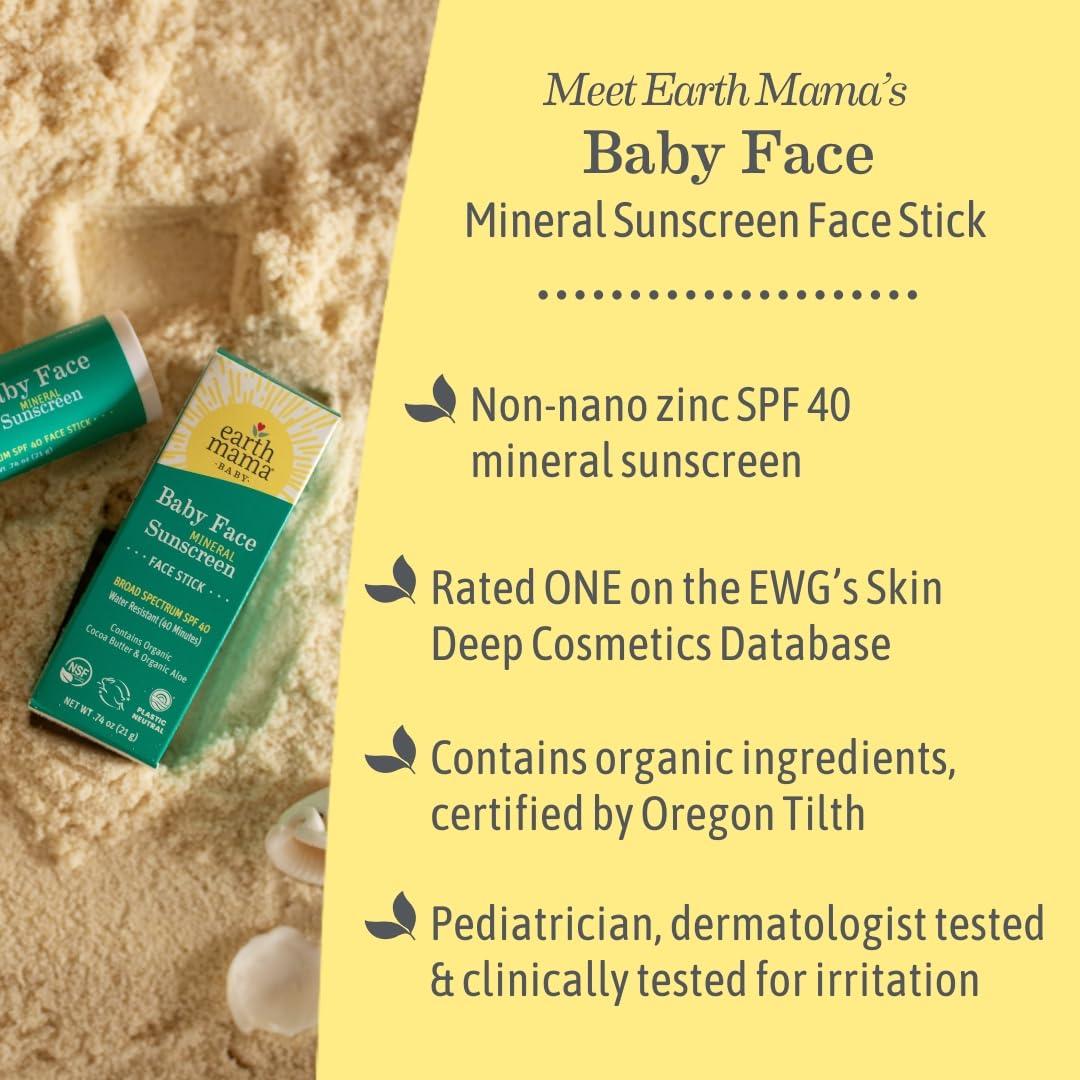 Protector Solar Mineral Baby Face Earth Mama SPF 40 - 21g